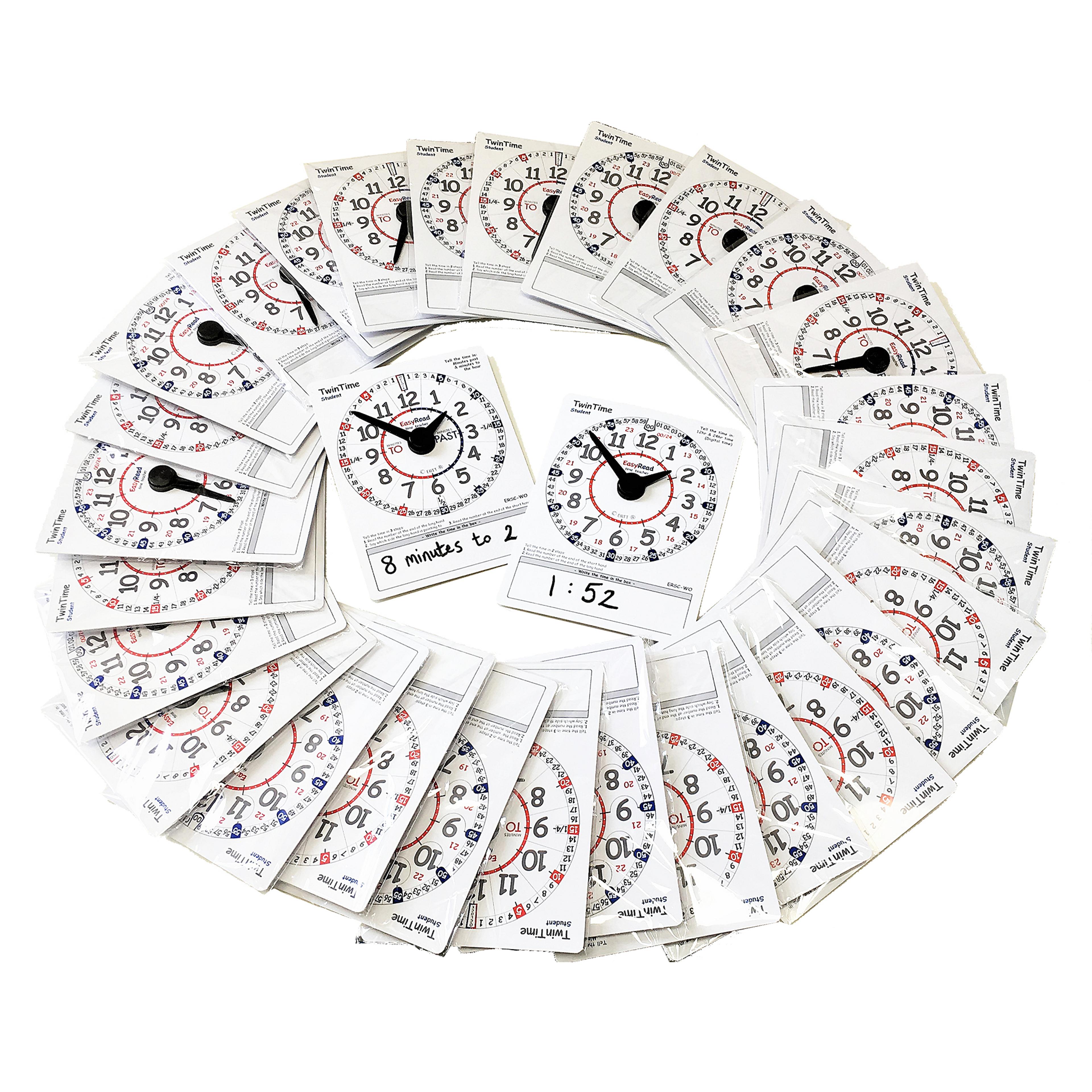 ertt EasyRead Pupil Clock Cards - Pack of 30