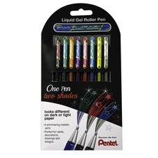 Pentel Glitter Rollerball Pen - Assorted - Pack of 8