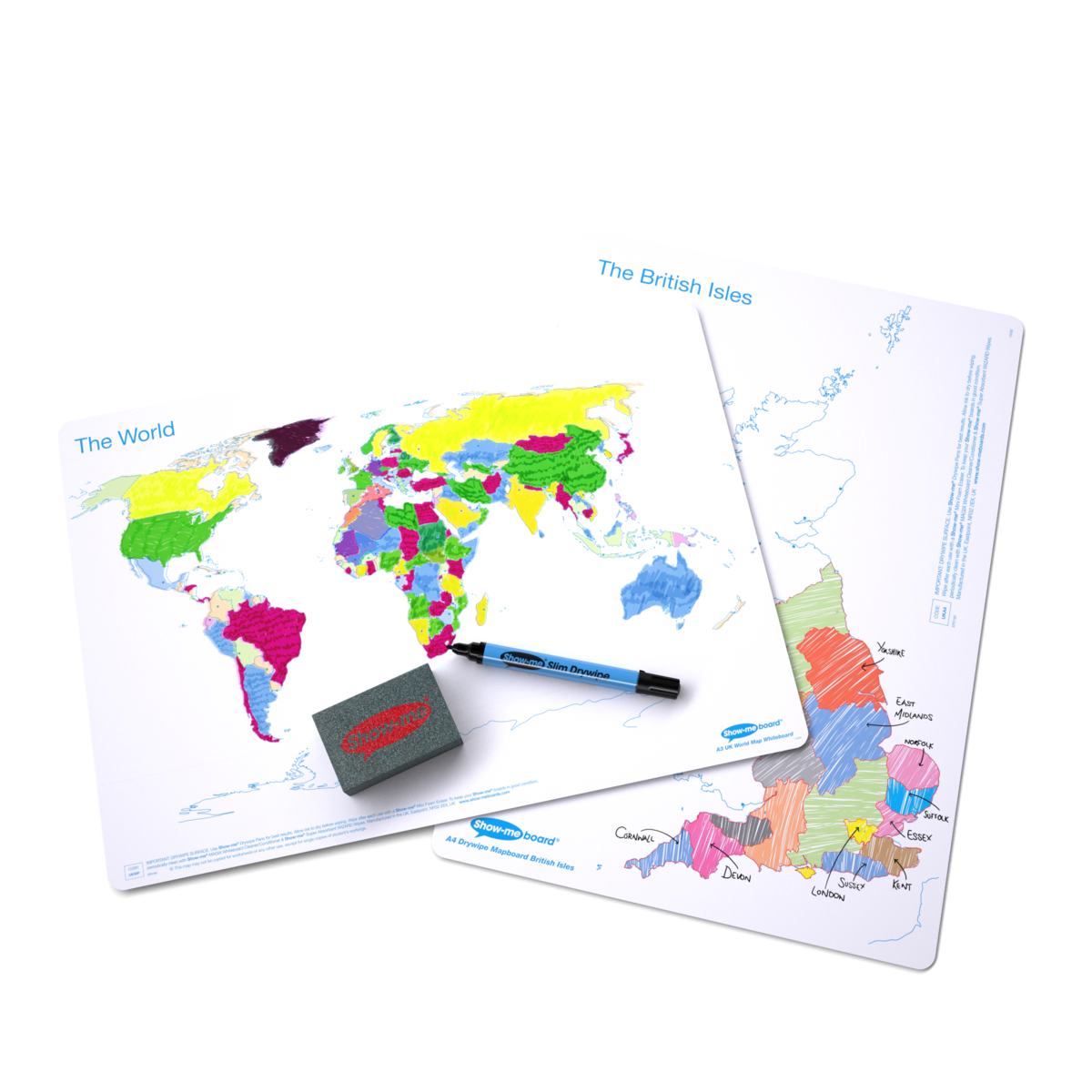 World And Uk A3 Whiteboards Pack 5