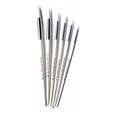 MAJOR BRUSHES Synthetic Sable Brushes - White - Round - Assorted - Pack of 6