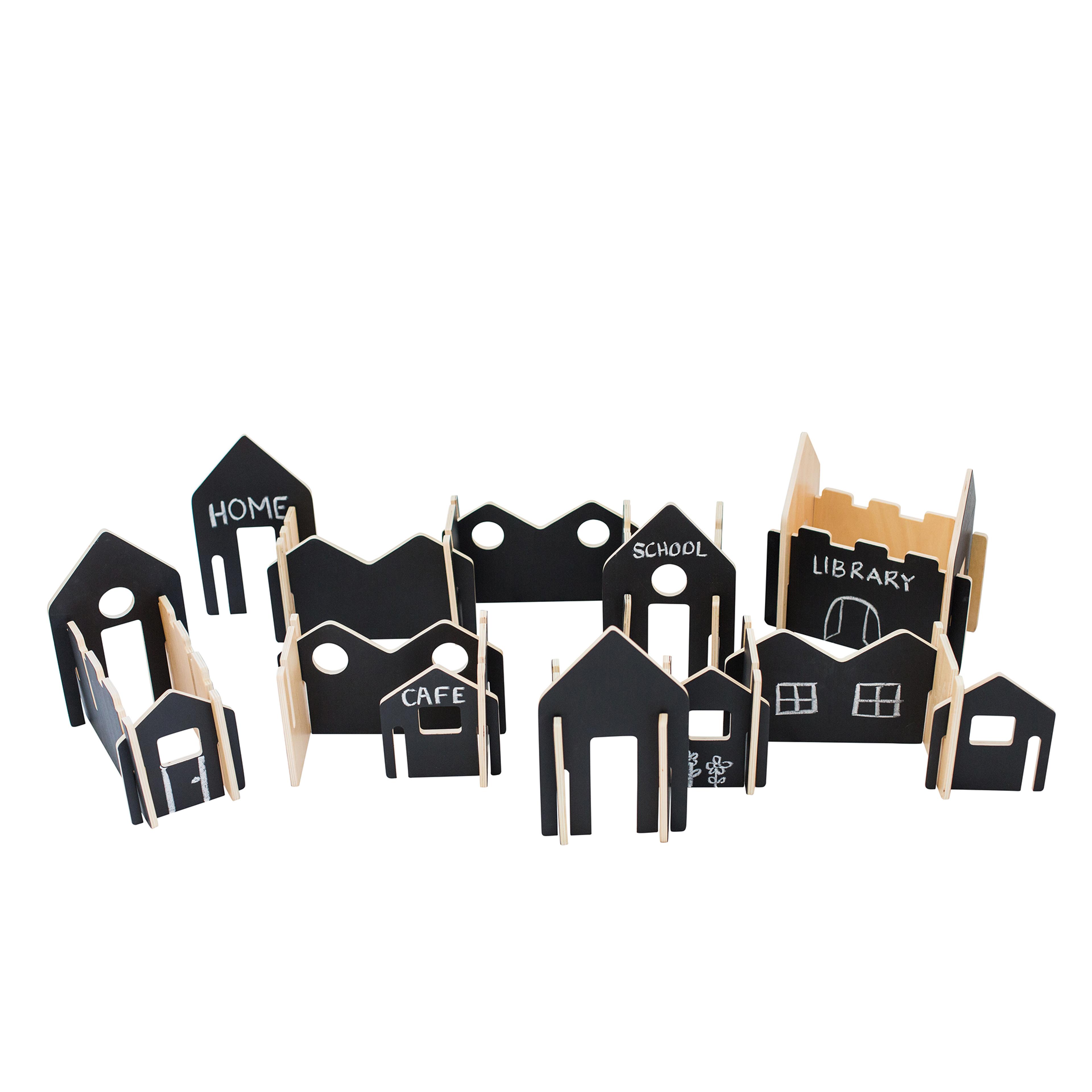The Freckled Frog Create N Play Happy Architect Chalkboard Village - Pack of 28