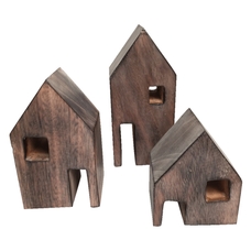 Wood Block Houses - Pack of 3