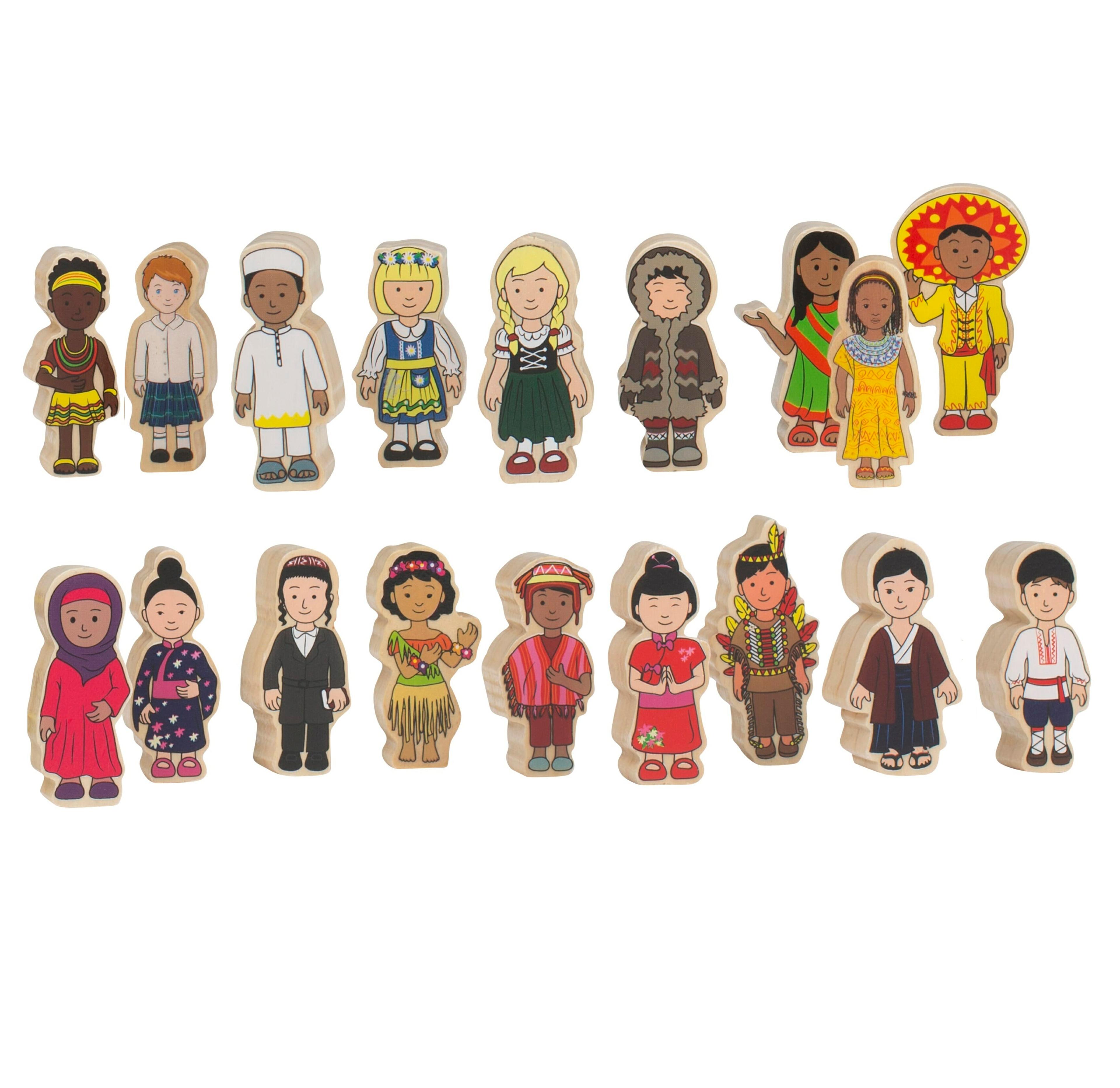 The Freckled Frog Wooden Children Around the World - Pack of 18