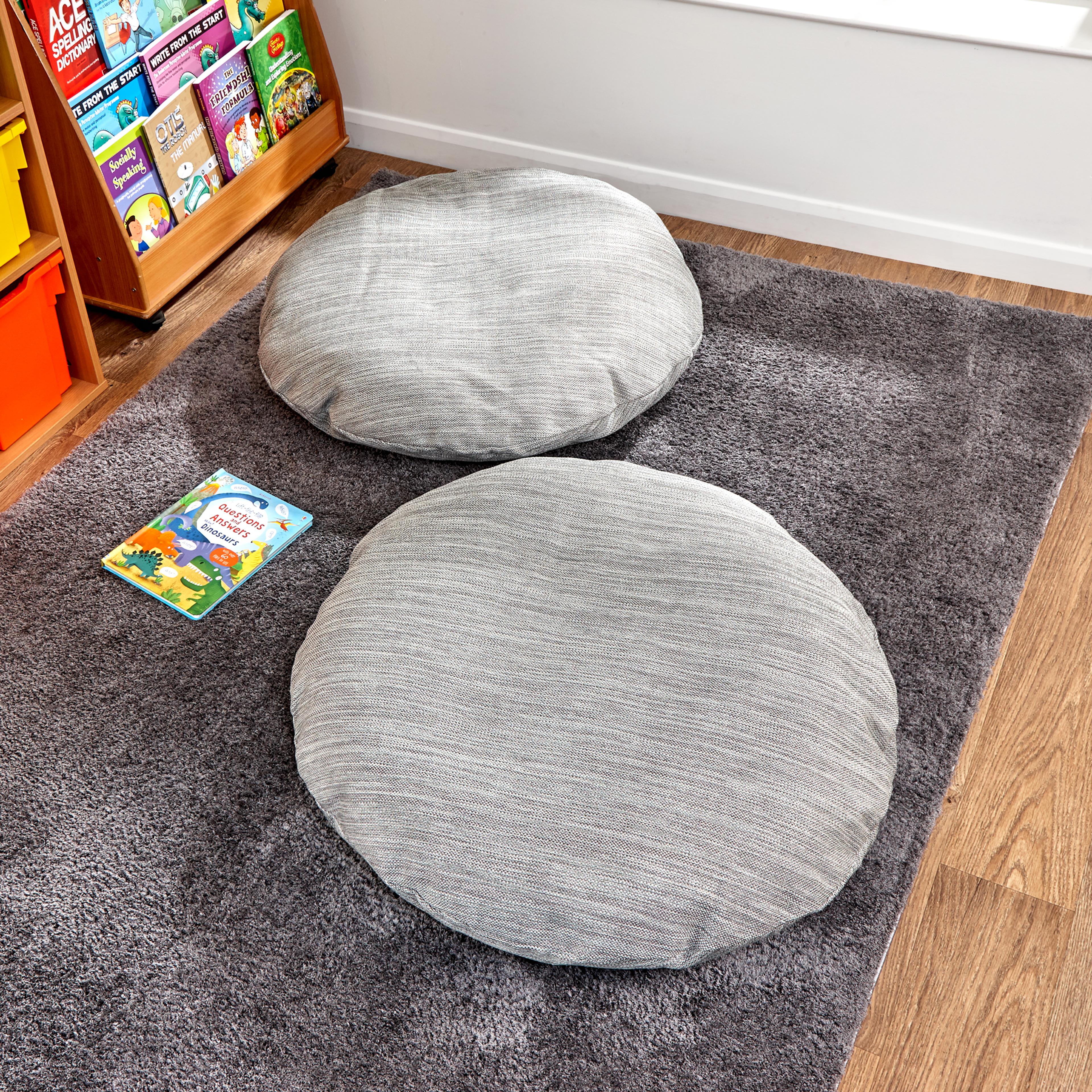 Flat Weave Large Floor Cushion - Grey 