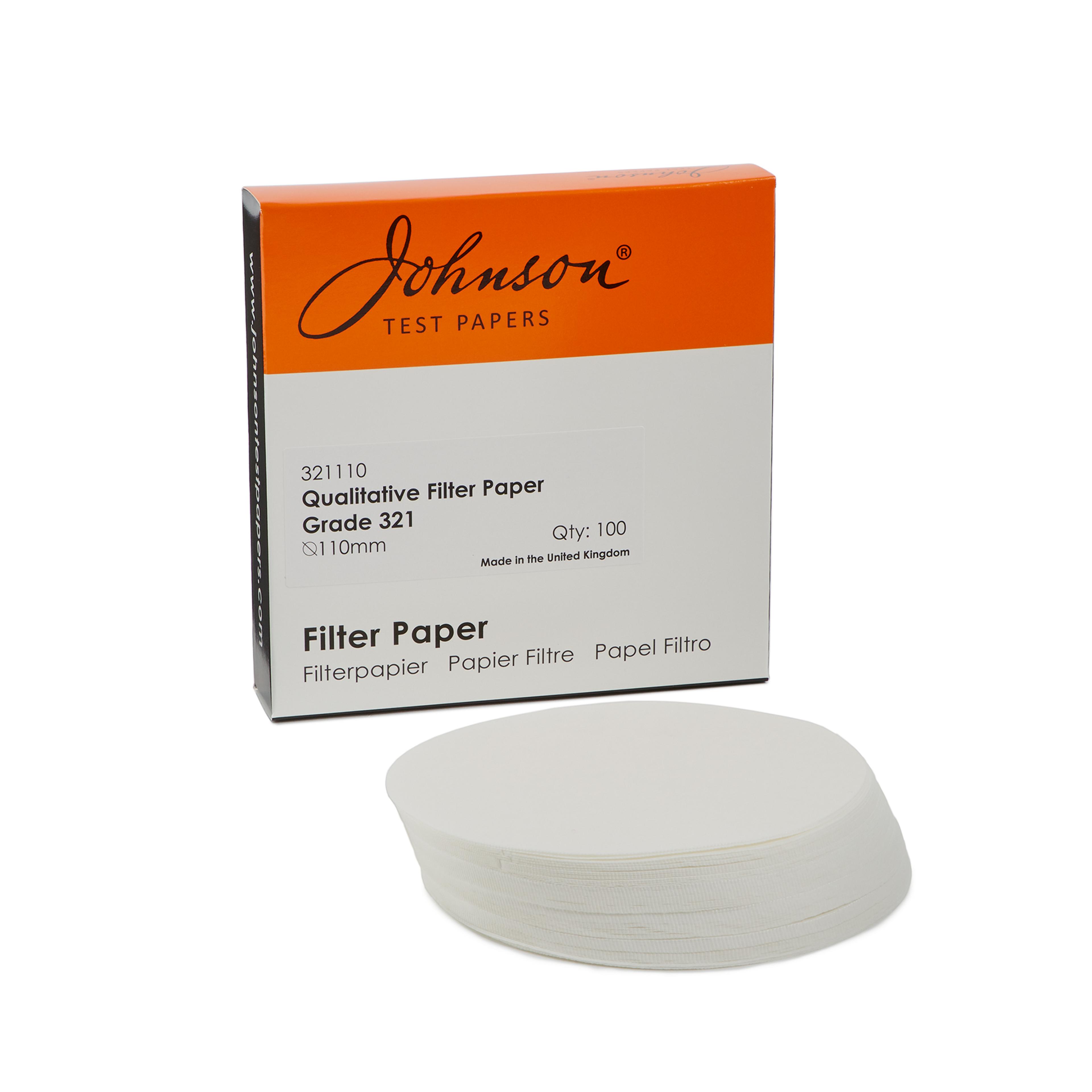 Johnson Wet Strengthened Medium Flow Filter Papers - 110mm Diameter - Pack of 100
