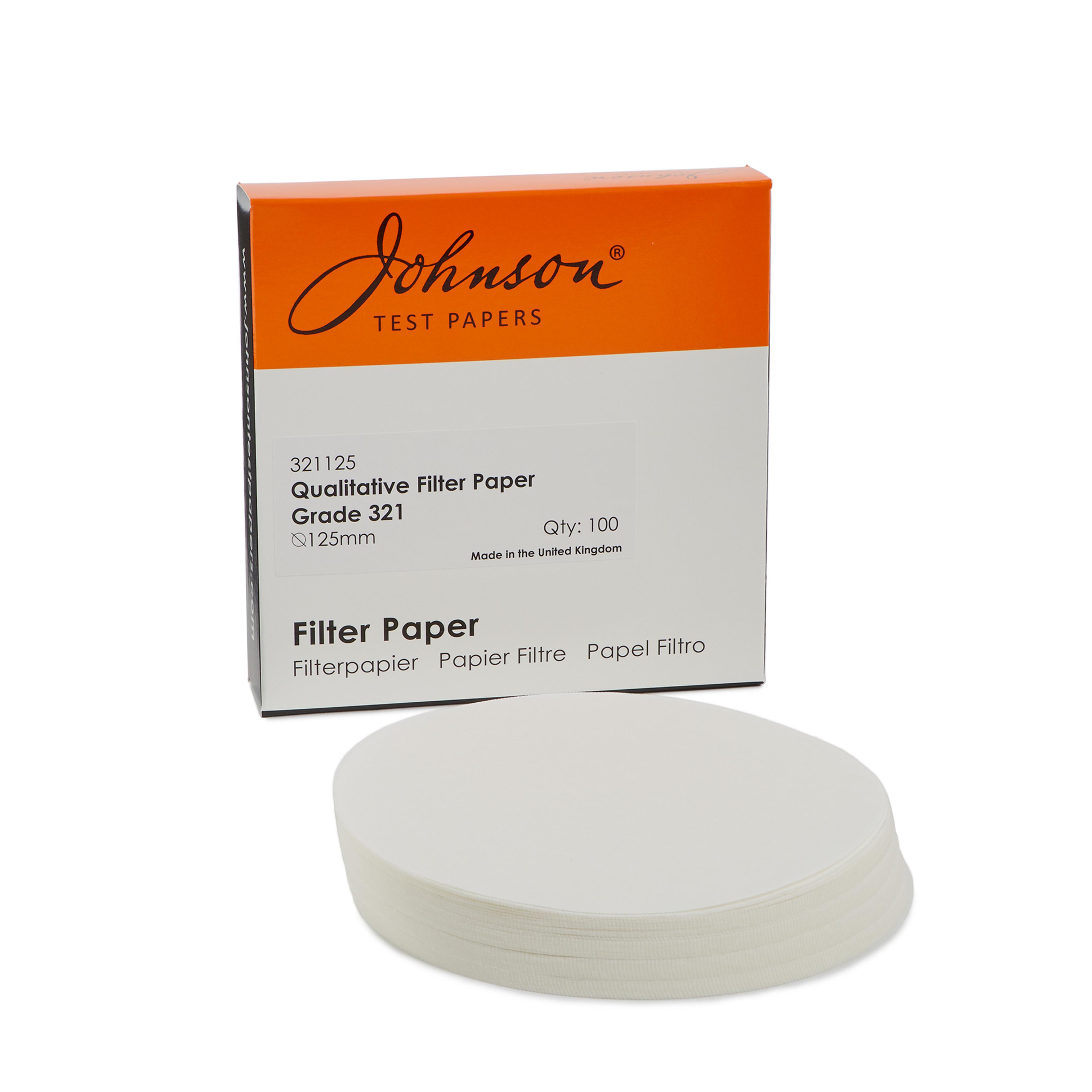 Johnson Wet Strengthened Medium Flow Filter Papers - 125m Diameter - Pack of 100