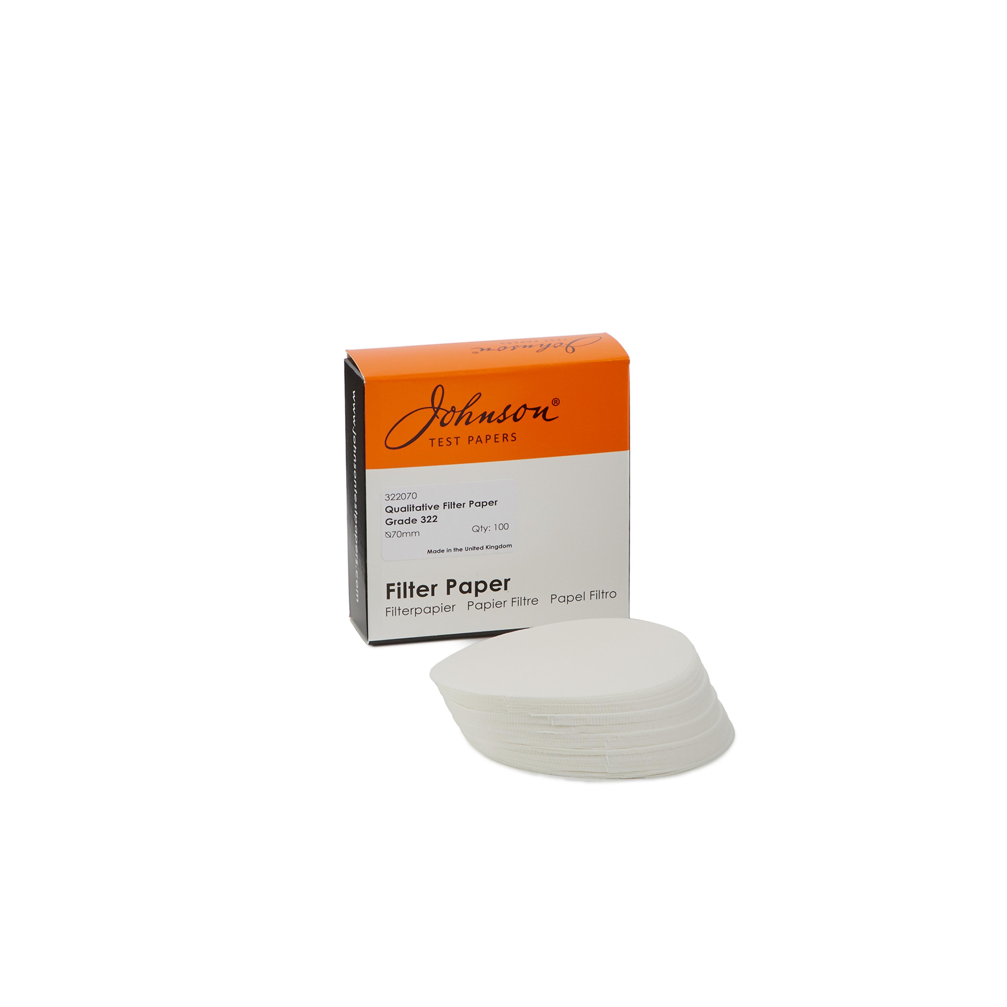 Johnson Wet Strengthened Fast Flow Filter Papers - 70mm Diameter - Pack of 100