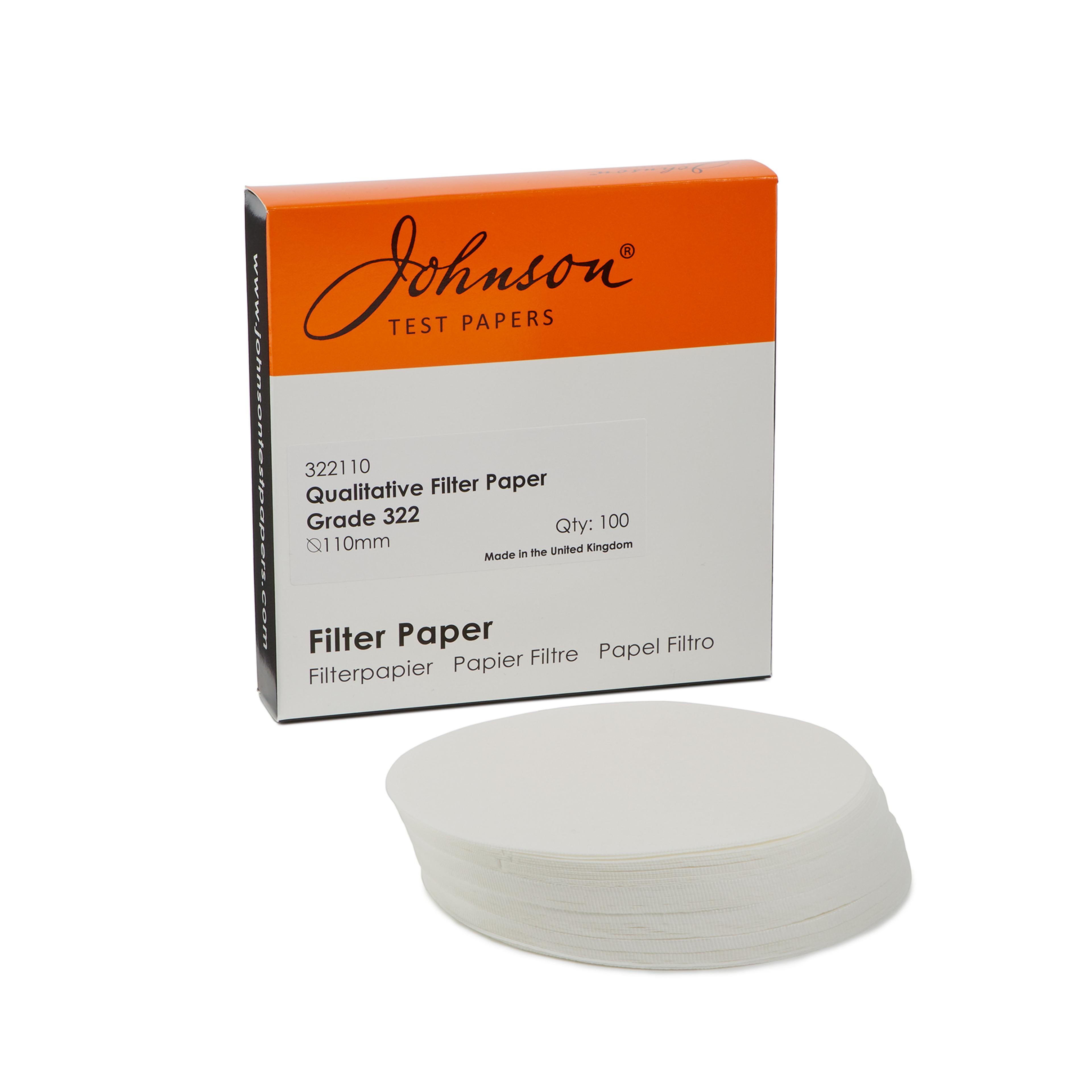 Johnson Wet Strengthened Fast Flow Filter Papers - 110mm Diameter - Pack of 100