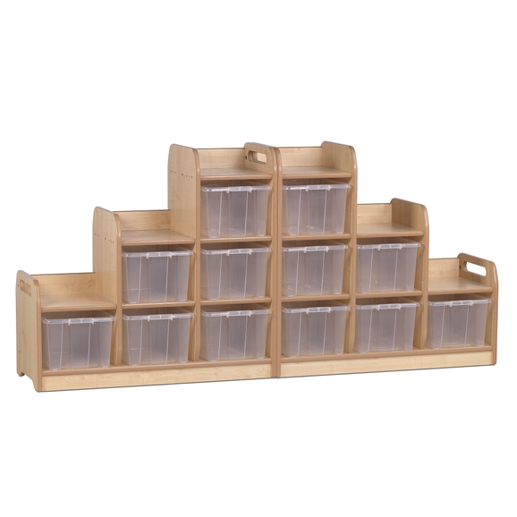Shelf Unit with Display/Mirror Back & 6 Clear Tubs by Millhouse
