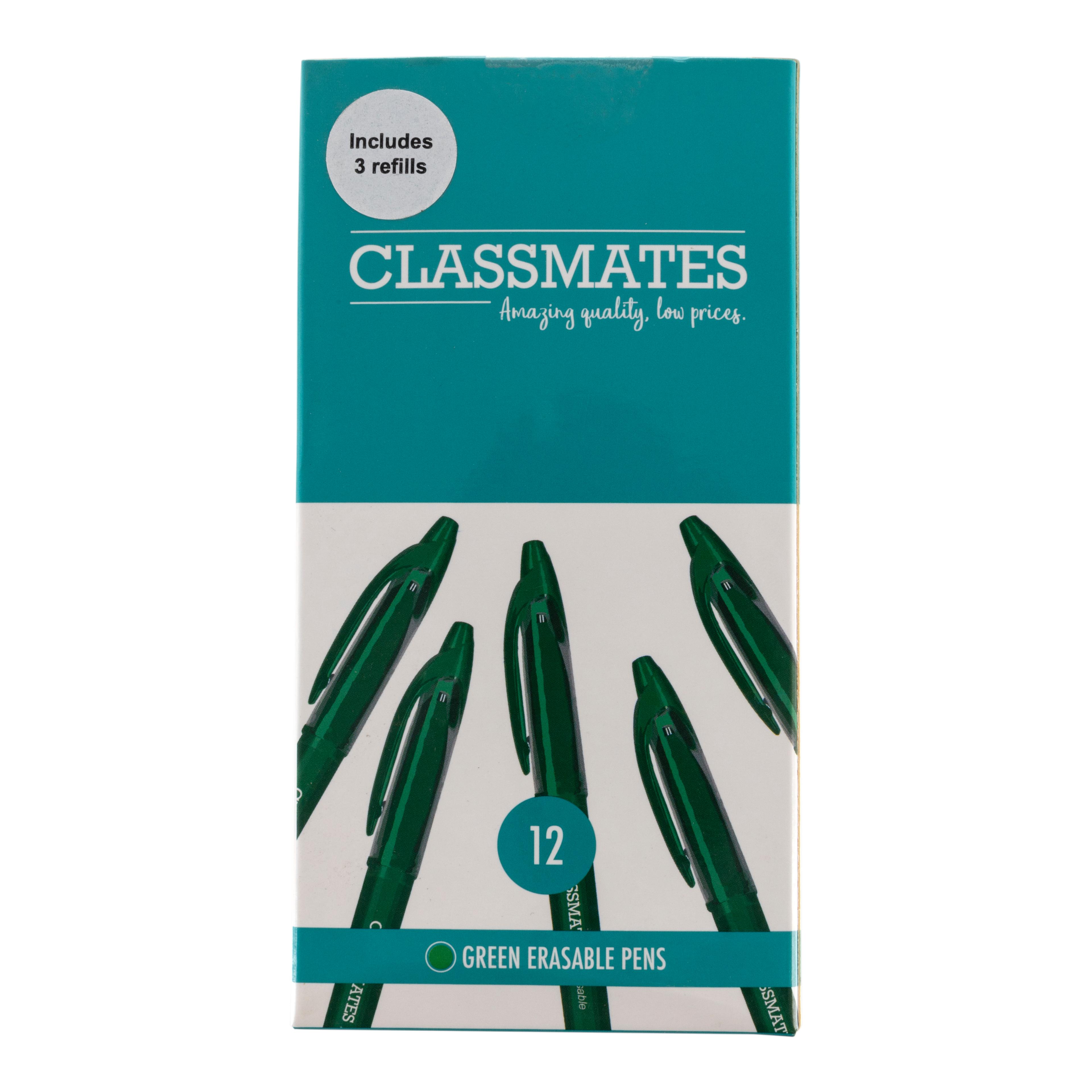 Classmates Erasable Rollerball Pen - Green - Pack of 12