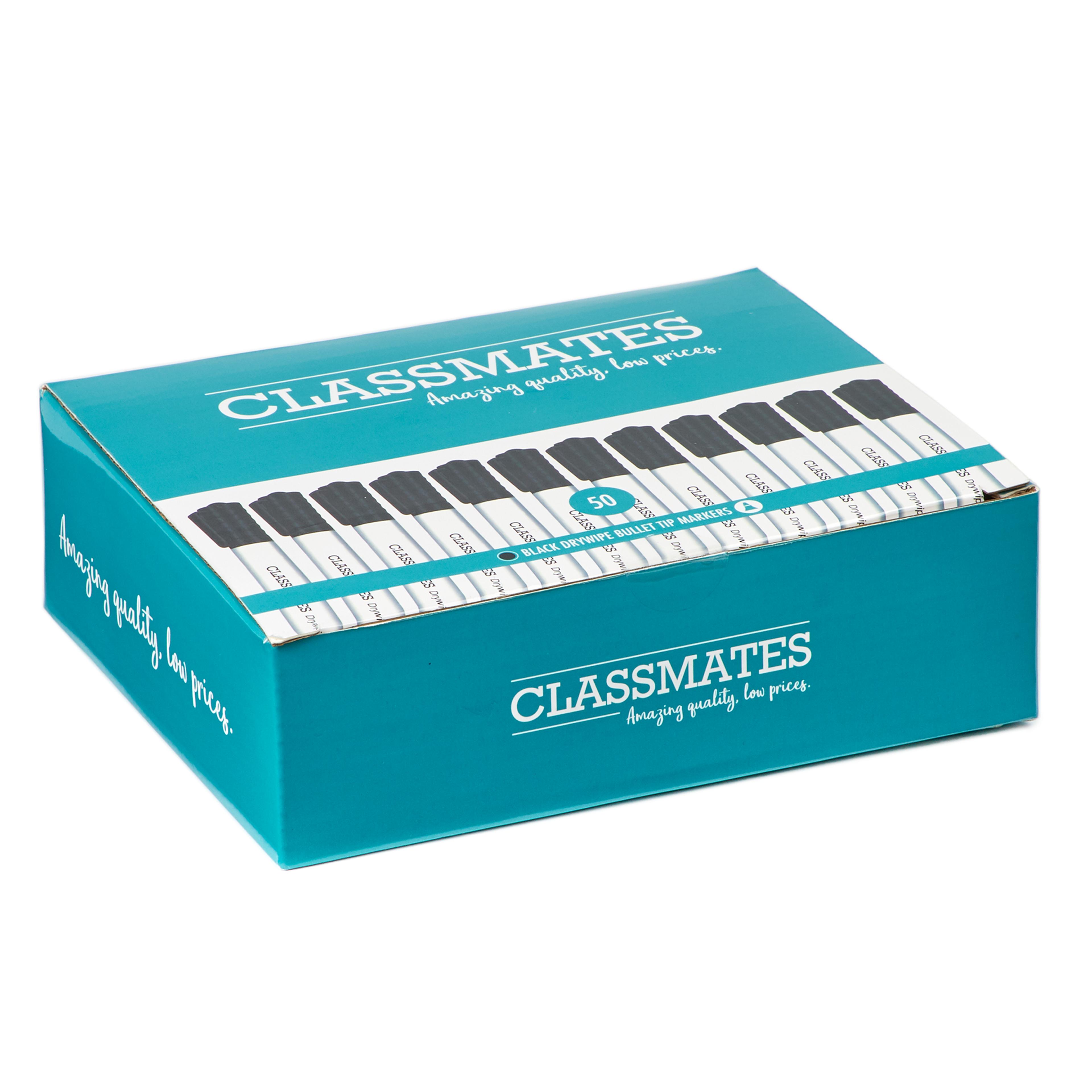 Classmates Whiteboard Marker - Black - Bullet Tip - Pack of 50