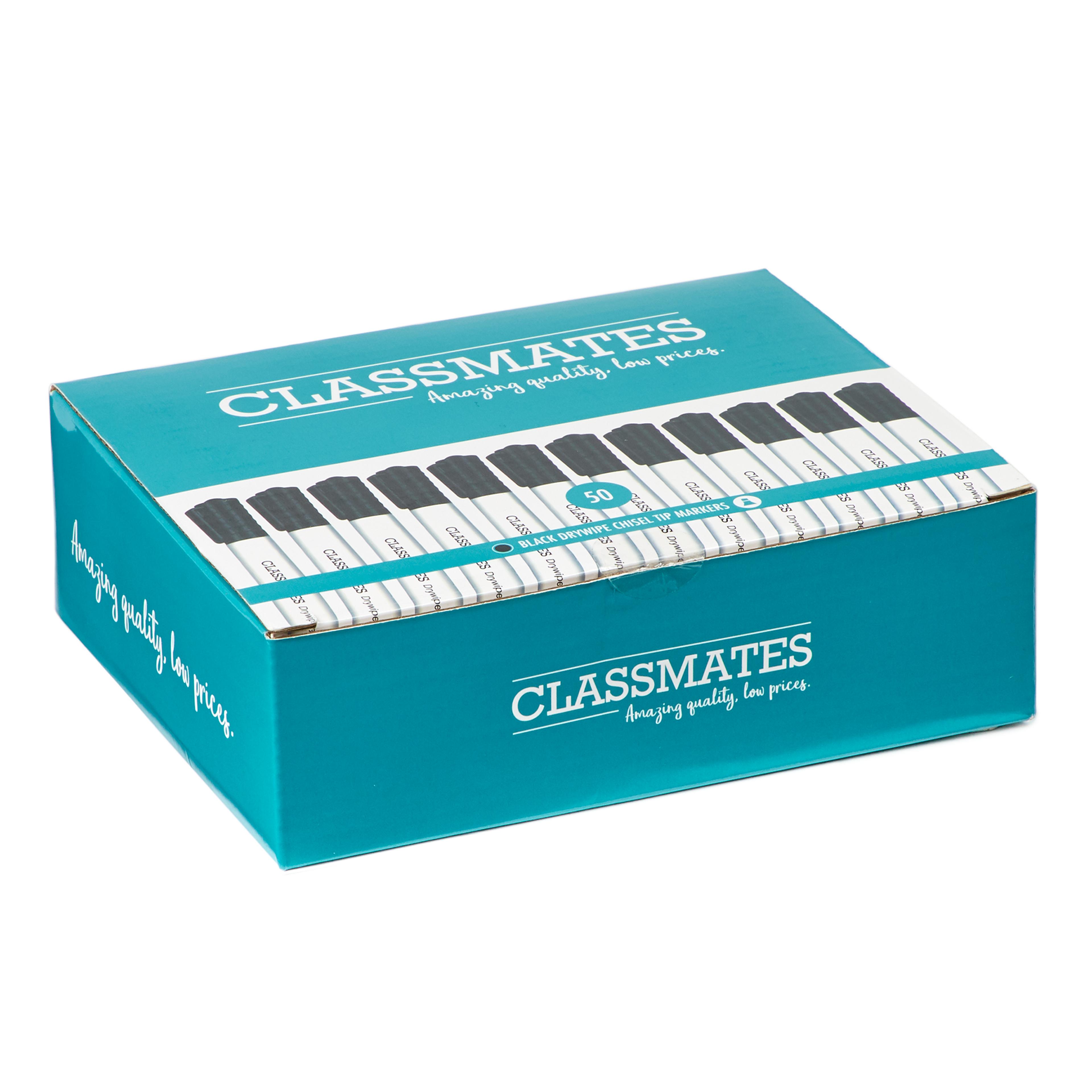 Classmates Whiteboard Marker - Black - Chisel Tip - Pack of 50