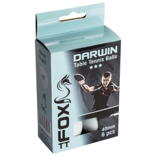 Fox TT Darwin 3 Star Table Tennis Balls - White - Pack of 6