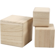 Natural Wooden Cubes - Pack of 3