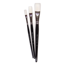 White Synthetic Sable Brushes - Flat - Size 10 (1/2”) - Pack of 10