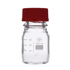 Simax Screw Top Reagent Bottle - Clear Glass, Red Cap -100ml - Pack of 10