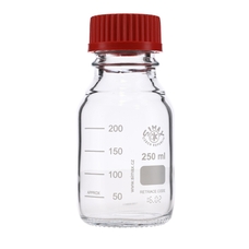 Simax Screw Top Reagent Bottle - Clear Glass, Red Cap - 250ml - Pack of 10