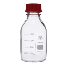 Simax Screw Top Reagent Bottle - Clear Glass, Red Cap - 500ml - Pack of 10