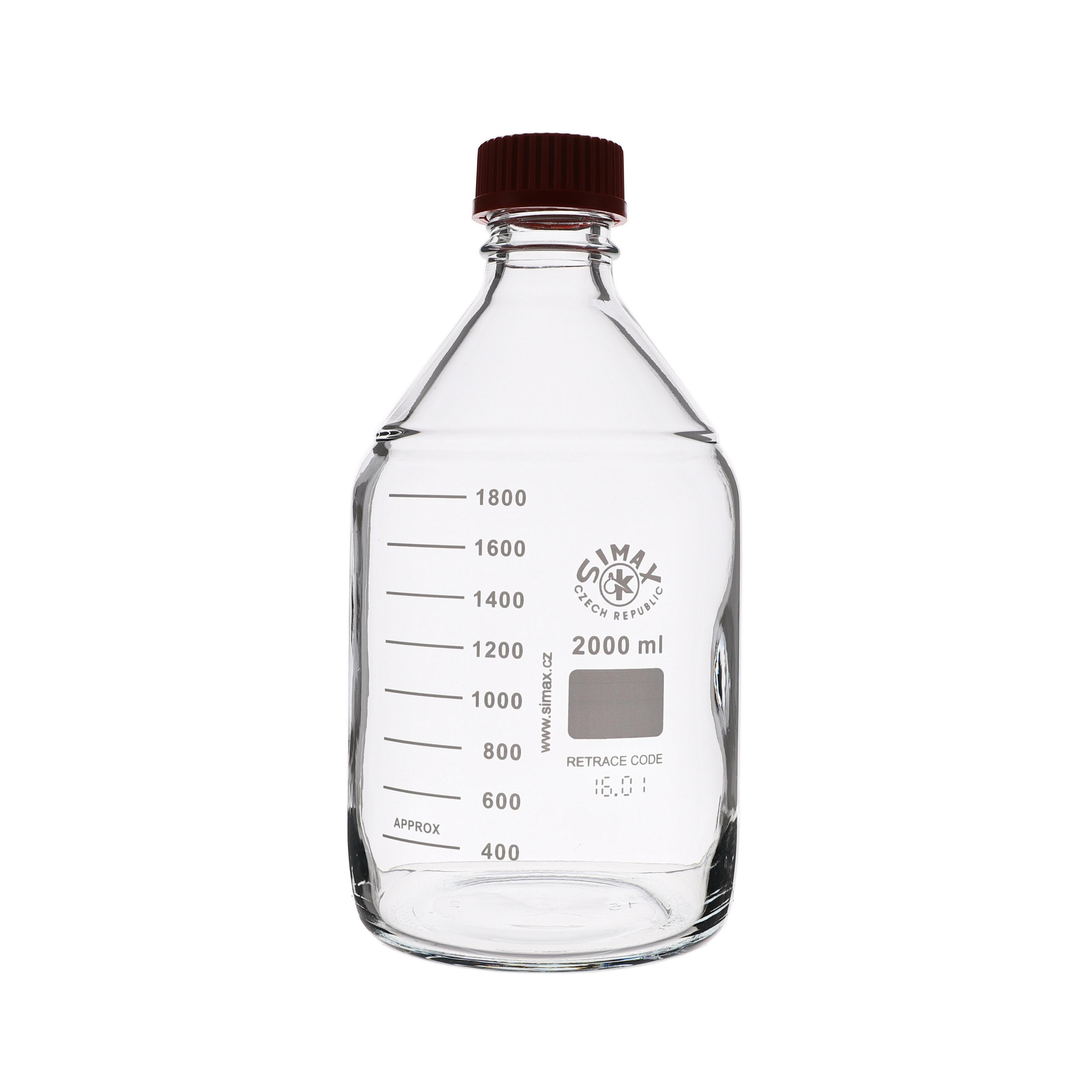 Simax Screw Top Reagent Bottle - Clear/Red Cap - 2000ml - Pack of 10
