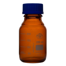 Simax Screw Top Reagent Bottle - Amber Glass, Blue Cap - 250ml - Pack of 10