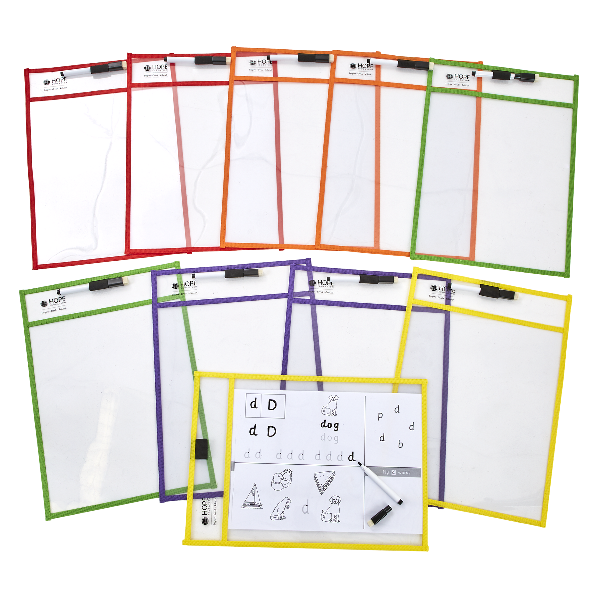 A4 Wipe Clean Pockets Drawing Writing Colouring Dry-Erase Save-Paper New A6D5 