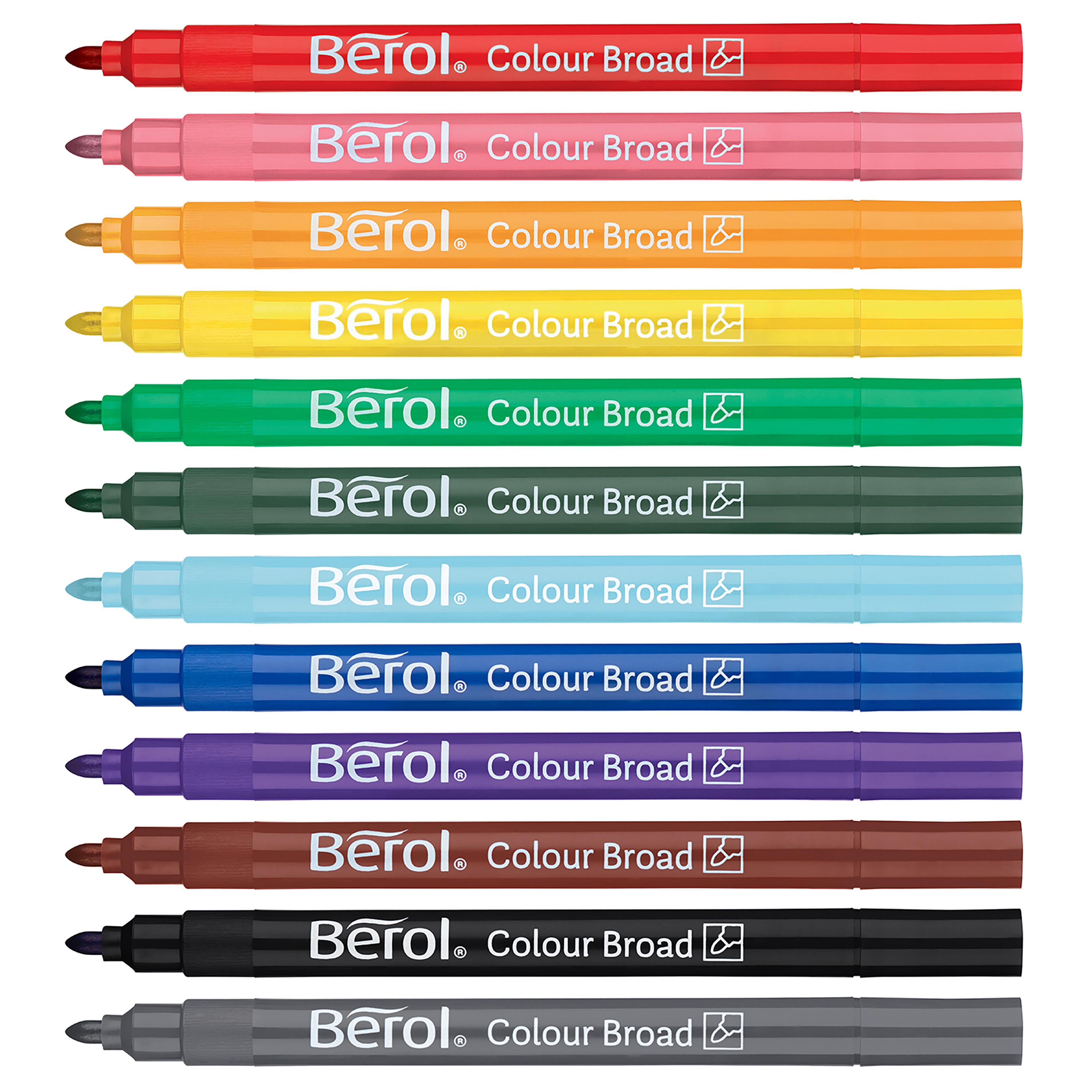 Berol Colour Broad Pens - Assorted - Pack of 12