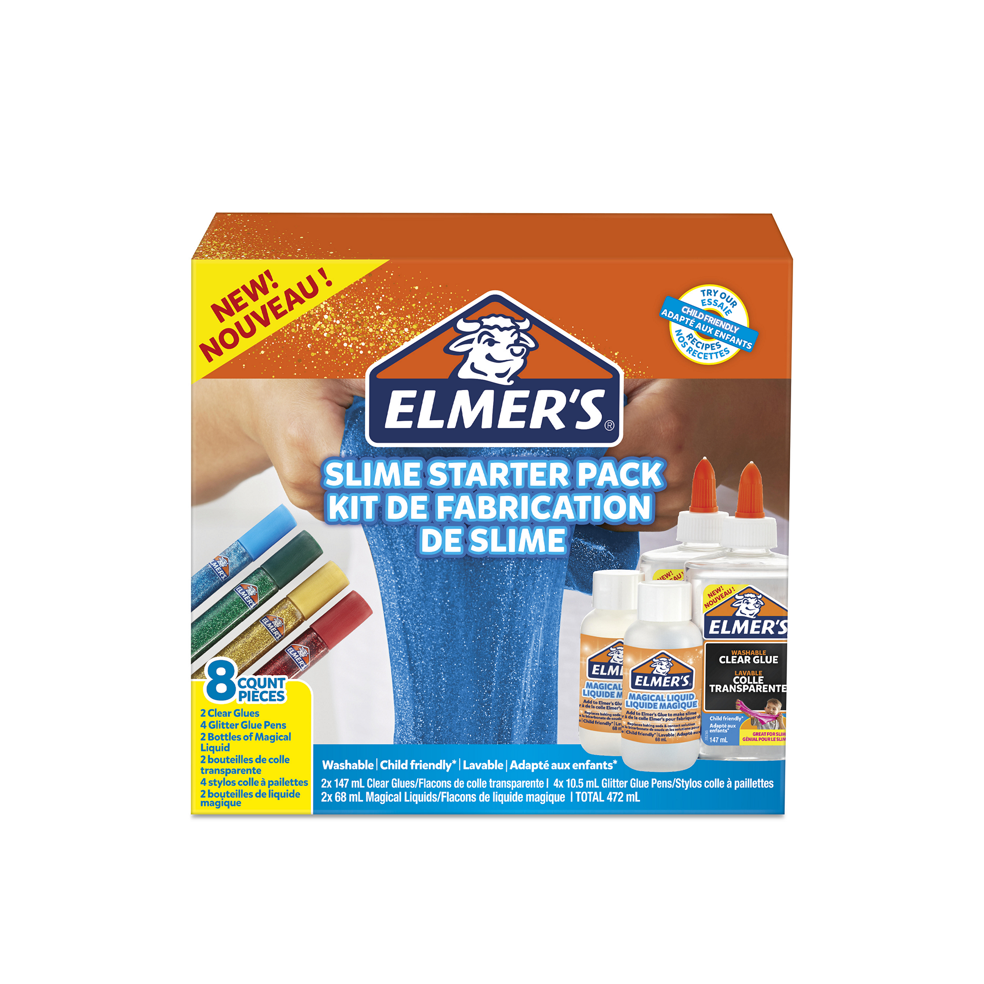 Elmer's Glue Slime Kit Class Pack | with Glitter Glue (18 bottles), Clear  PVA Glue (12 bottles) and Glue Slime Activator (30 bottles) | 60 Count–