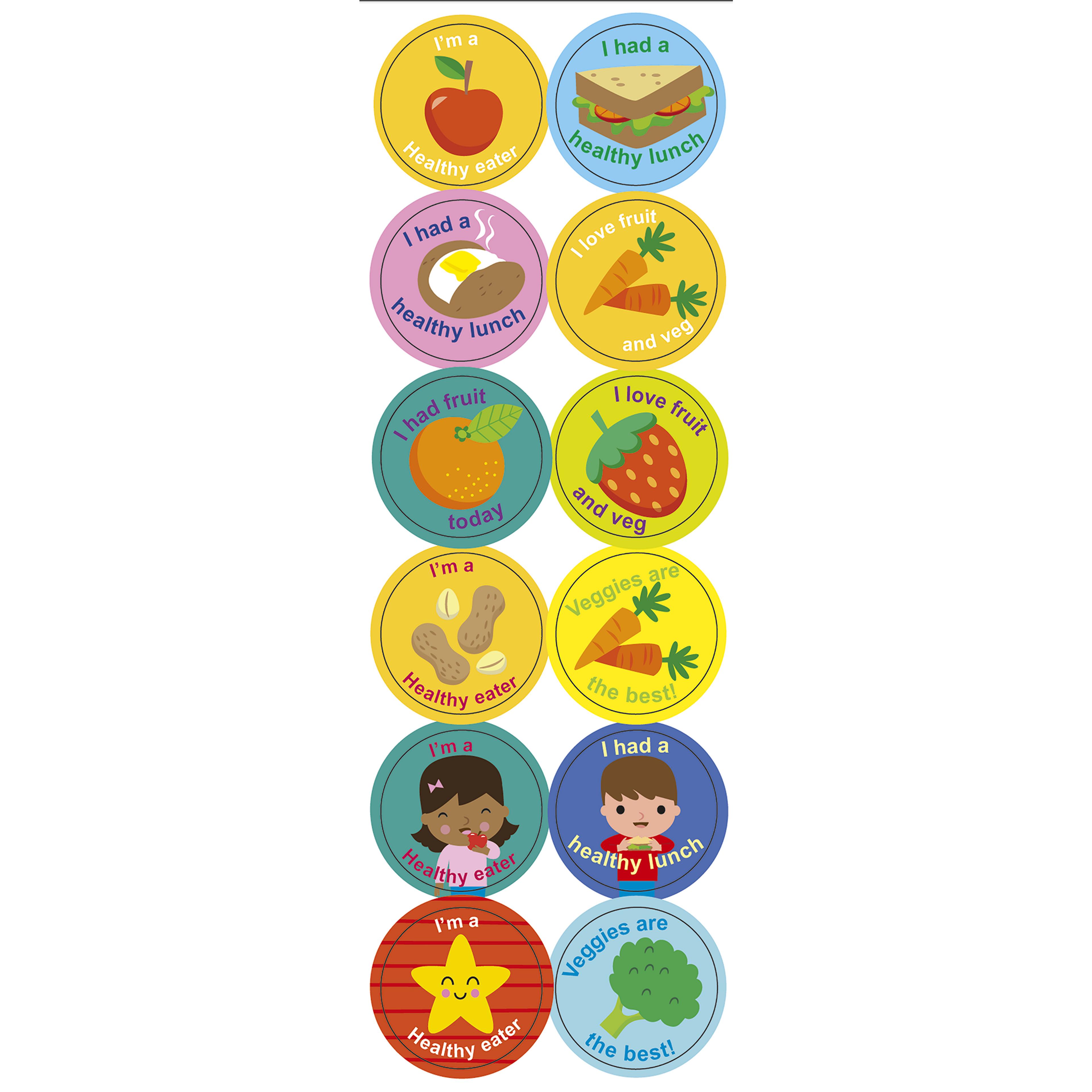 Classmates Healthy Eating Stickers - 24mm - Pack of 120