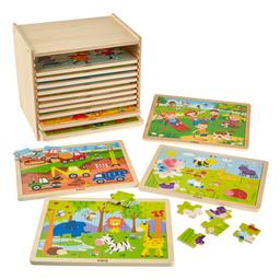 VIGA Jigsaw Set with Storage - Pack of 12 x 24 Piece