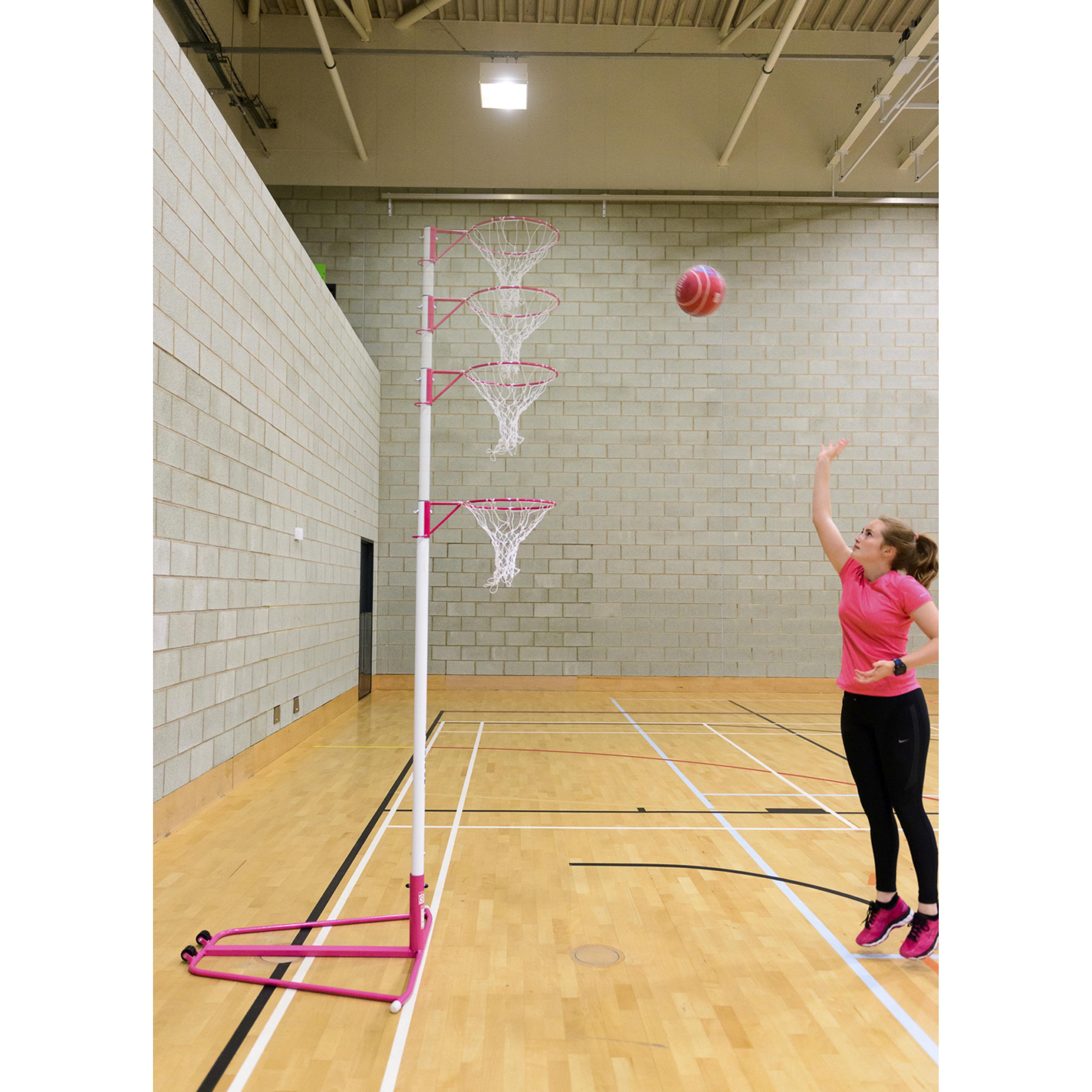 Harrod Sport Telescopic Netball Post - Pink/White - Pair