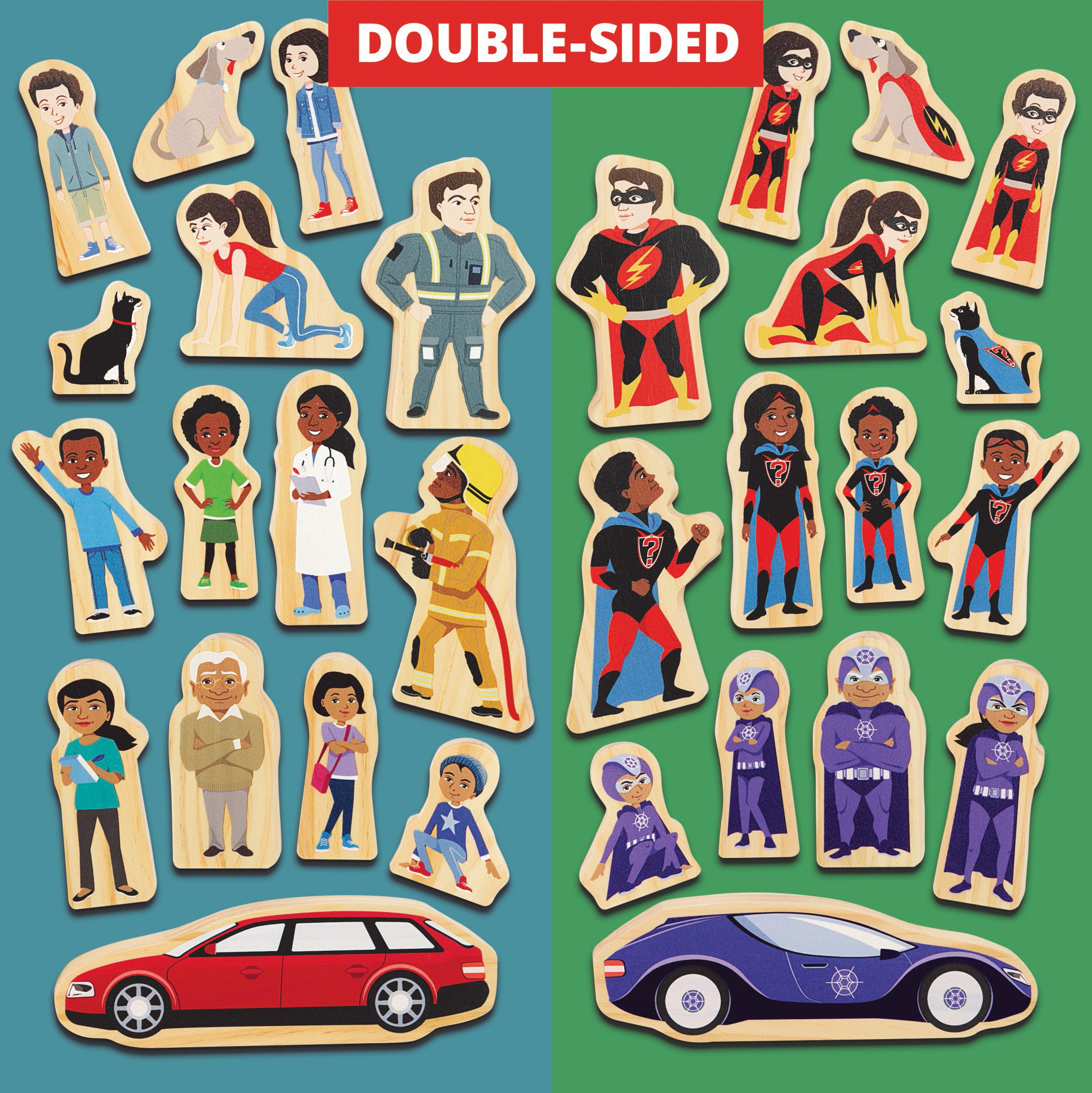 Yellow DOOR  Come Alive Superheroes Wooden Characters - Pack of 15
