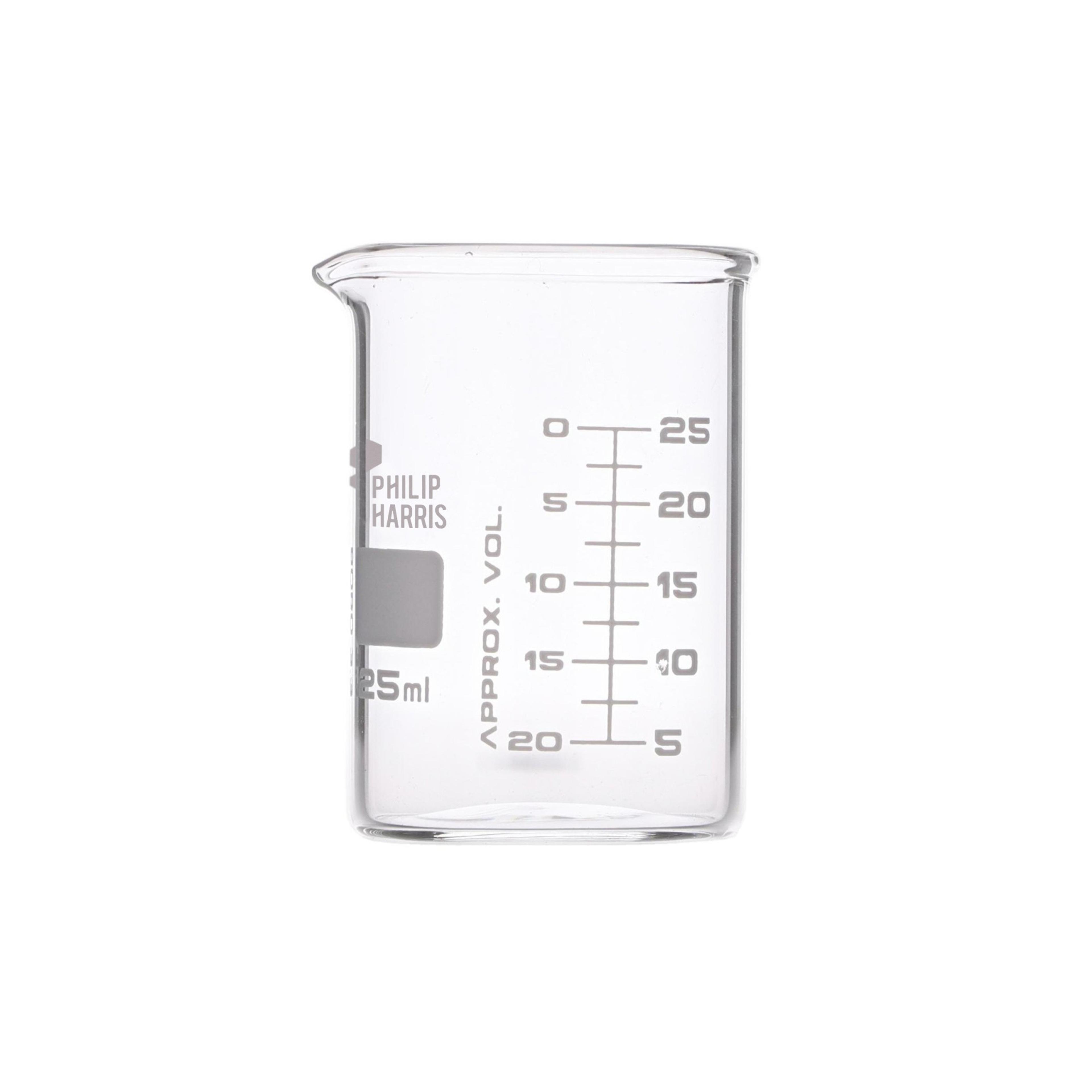 Philip Harris Glass Beaker - Squat Form - 25ml - Pack of 12