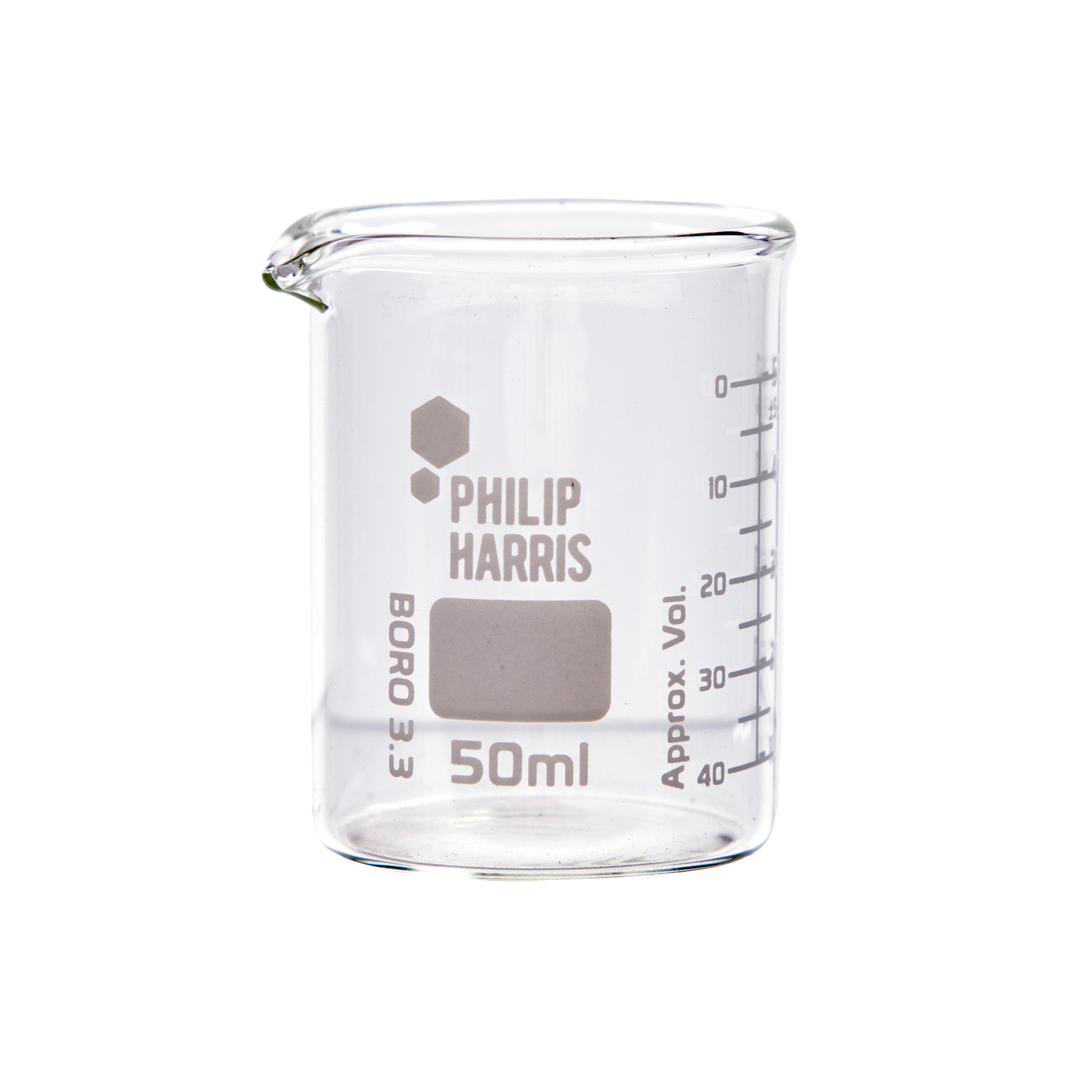 Philip Harris Glass Beaker - Squat Form - 50ml - Pack of 12