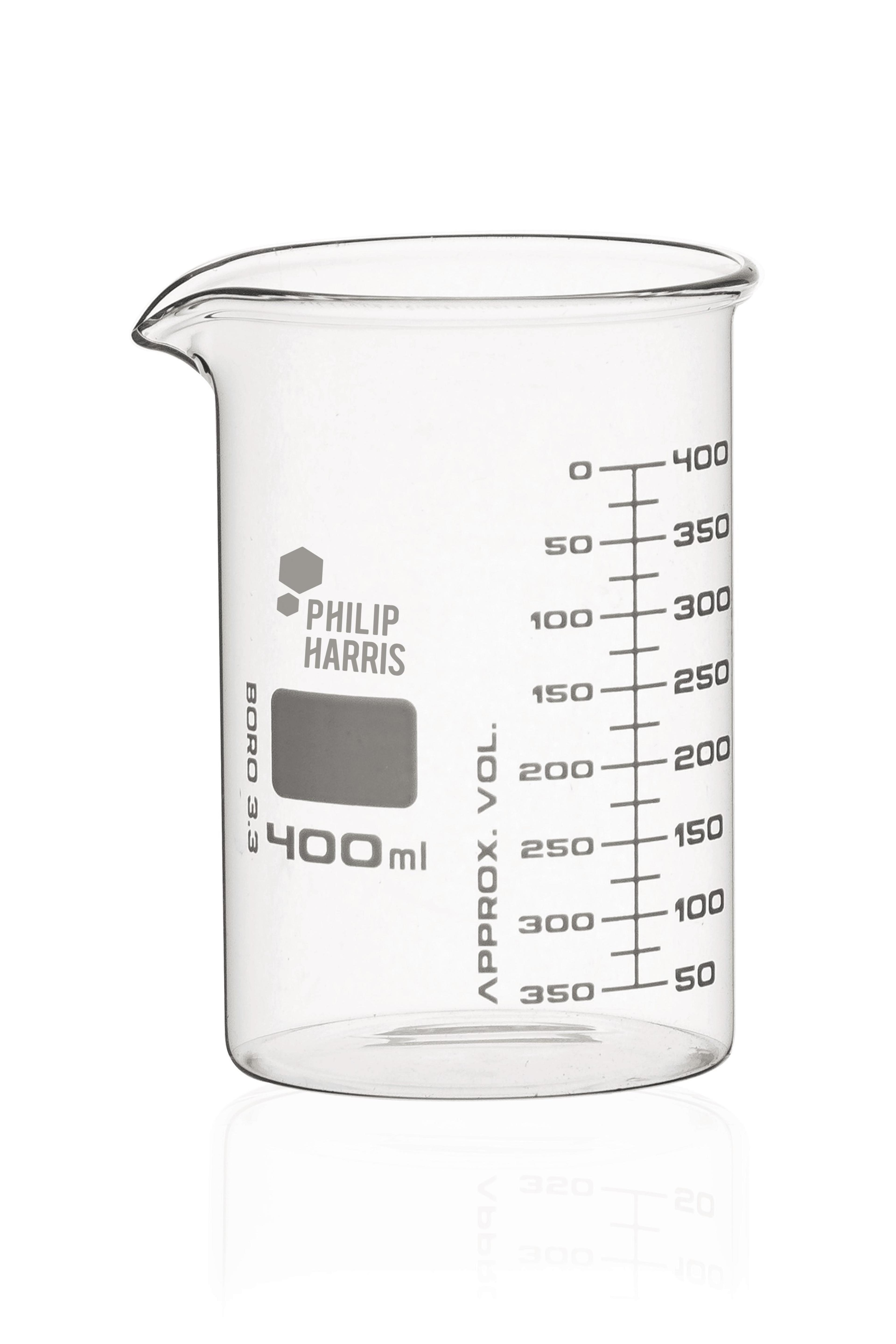 Philip Harris Glass Beaker - Squat Form - 400ml - Pack of 6