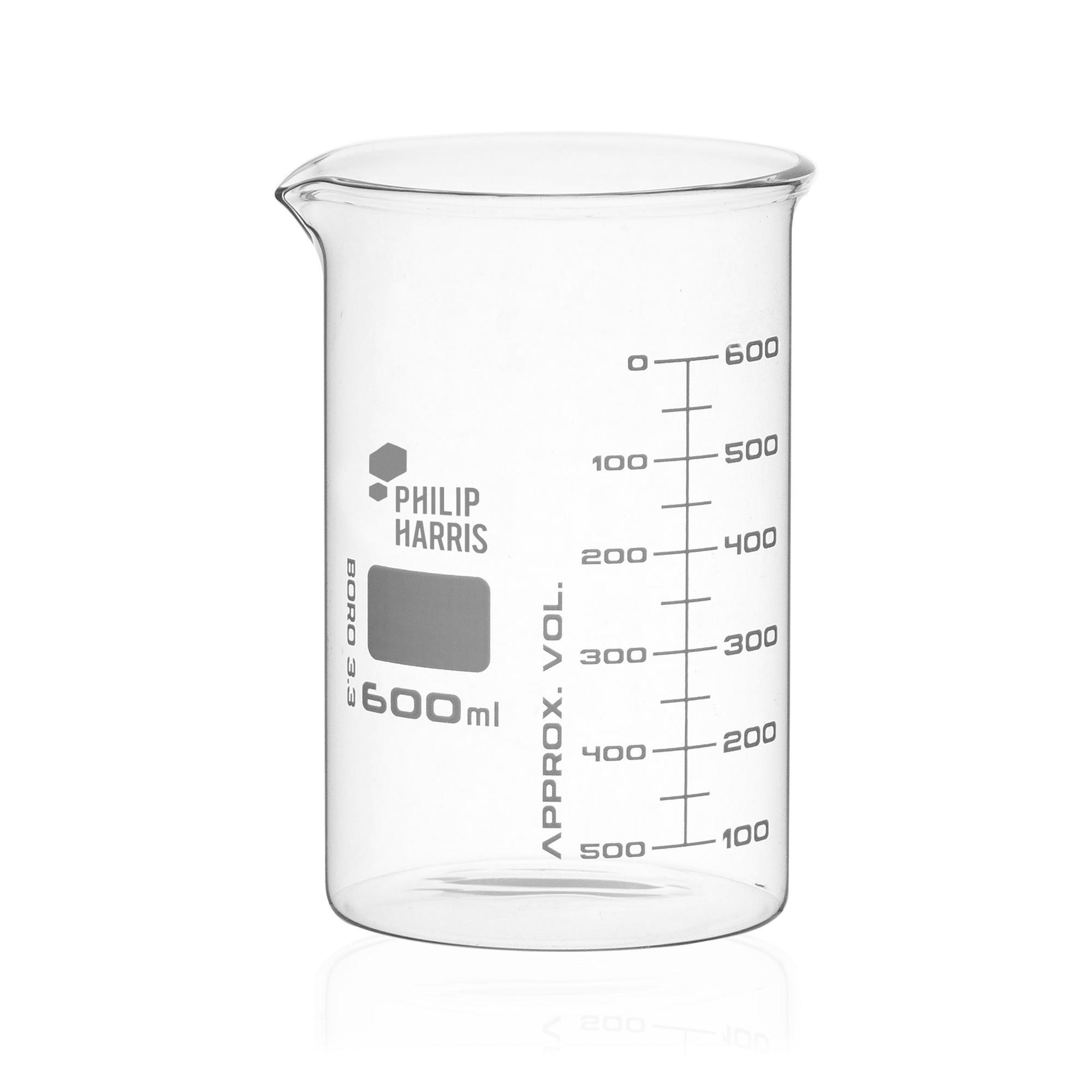 Philip Harris Glass Beaker - Squat Form - 600ml - Pack of 6