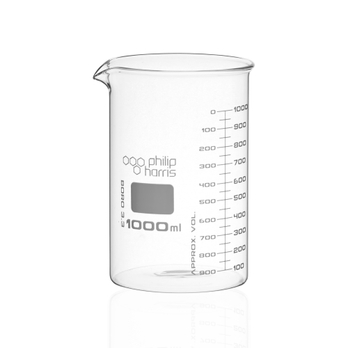 E8r Philip Harris Glass Beaker Squat Form 1000ml Pack Of 6 Findel International