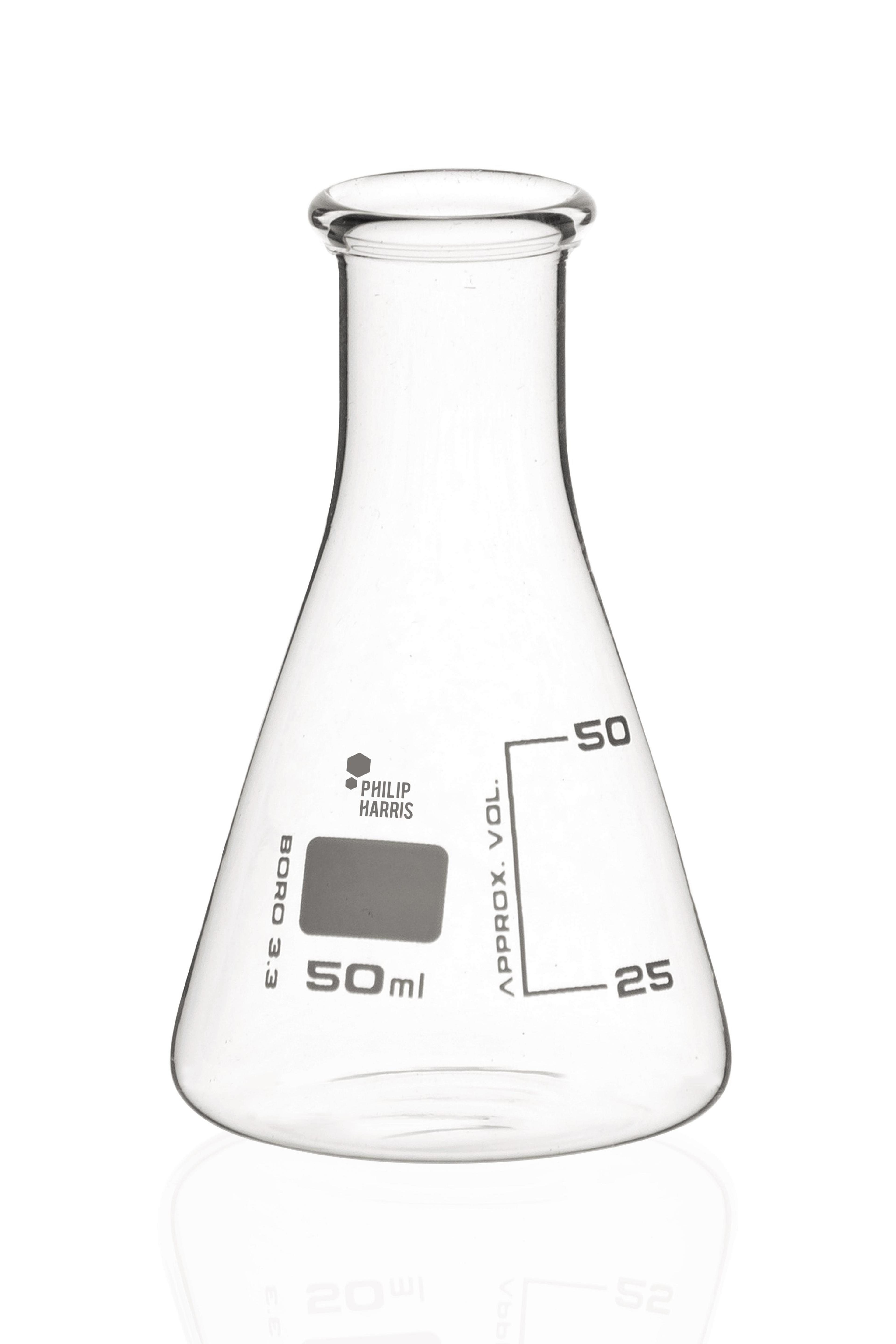 Philip Harris Narrow Mouth Conical Flask - 50ml - Pack of 12