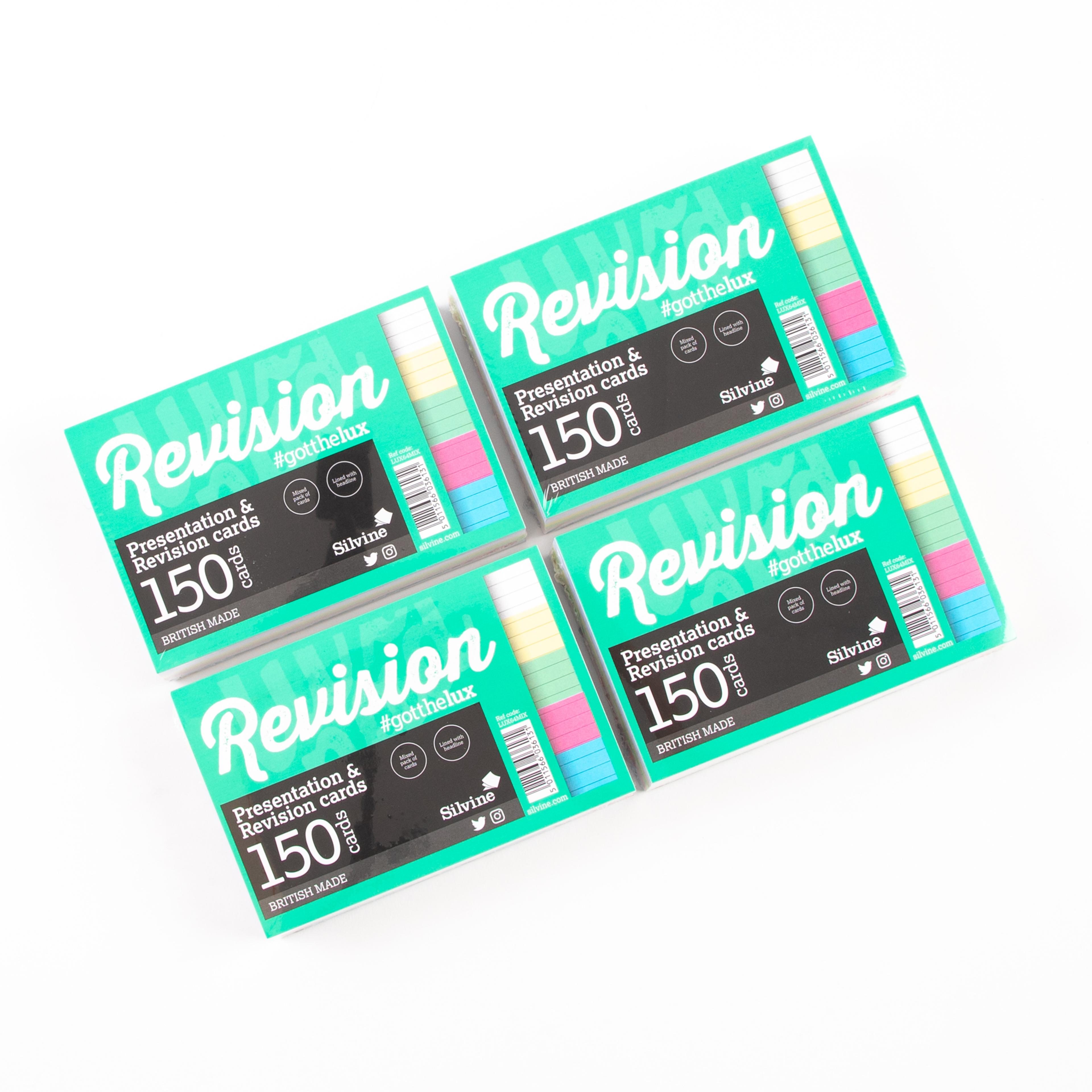 Silvine Luxpad Presentation & Revision Cards - 152 x 102mm (150 cards per pack) - Pack of 8