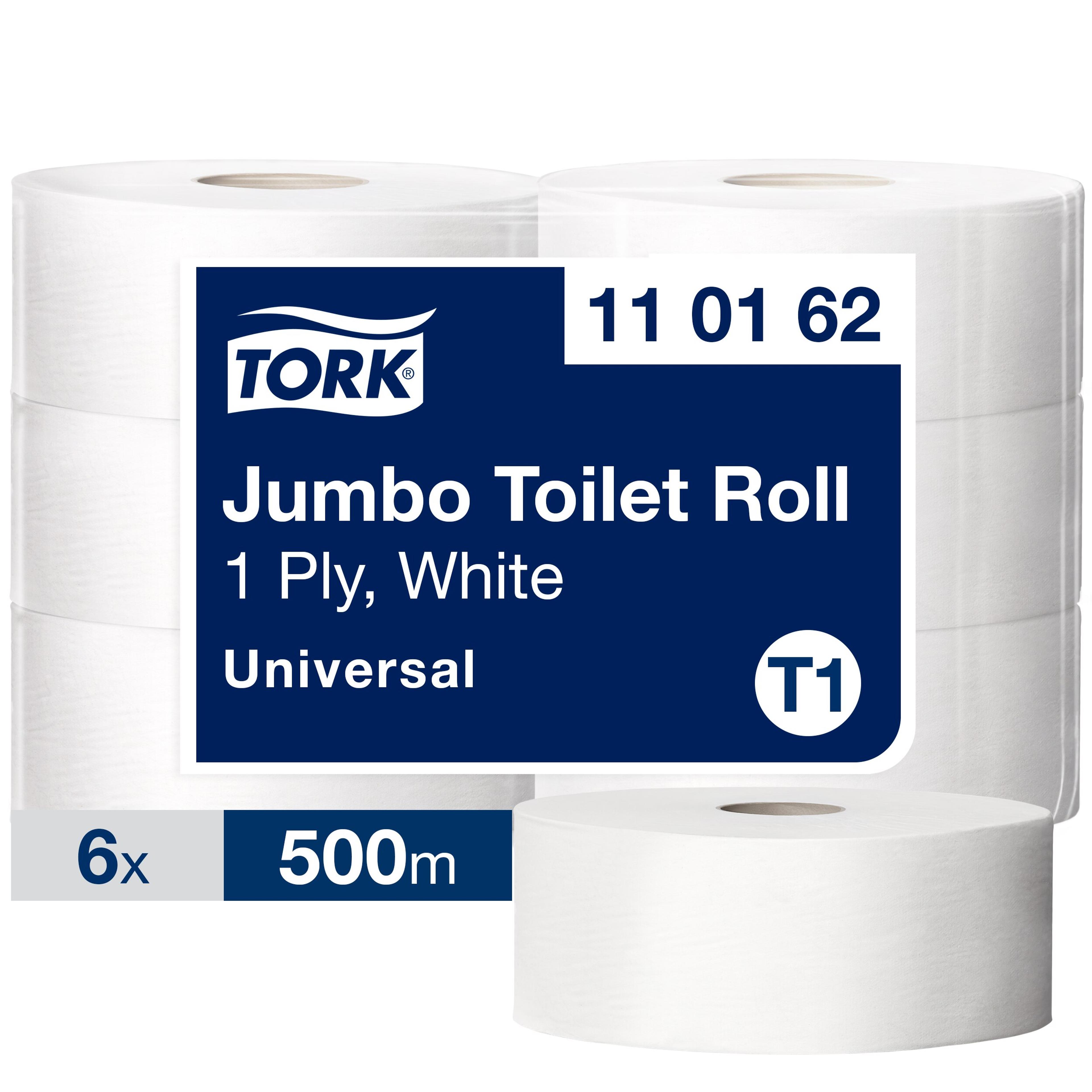 TORK Jumbo 1-Ply Toilet Rolls- Pack of 6
