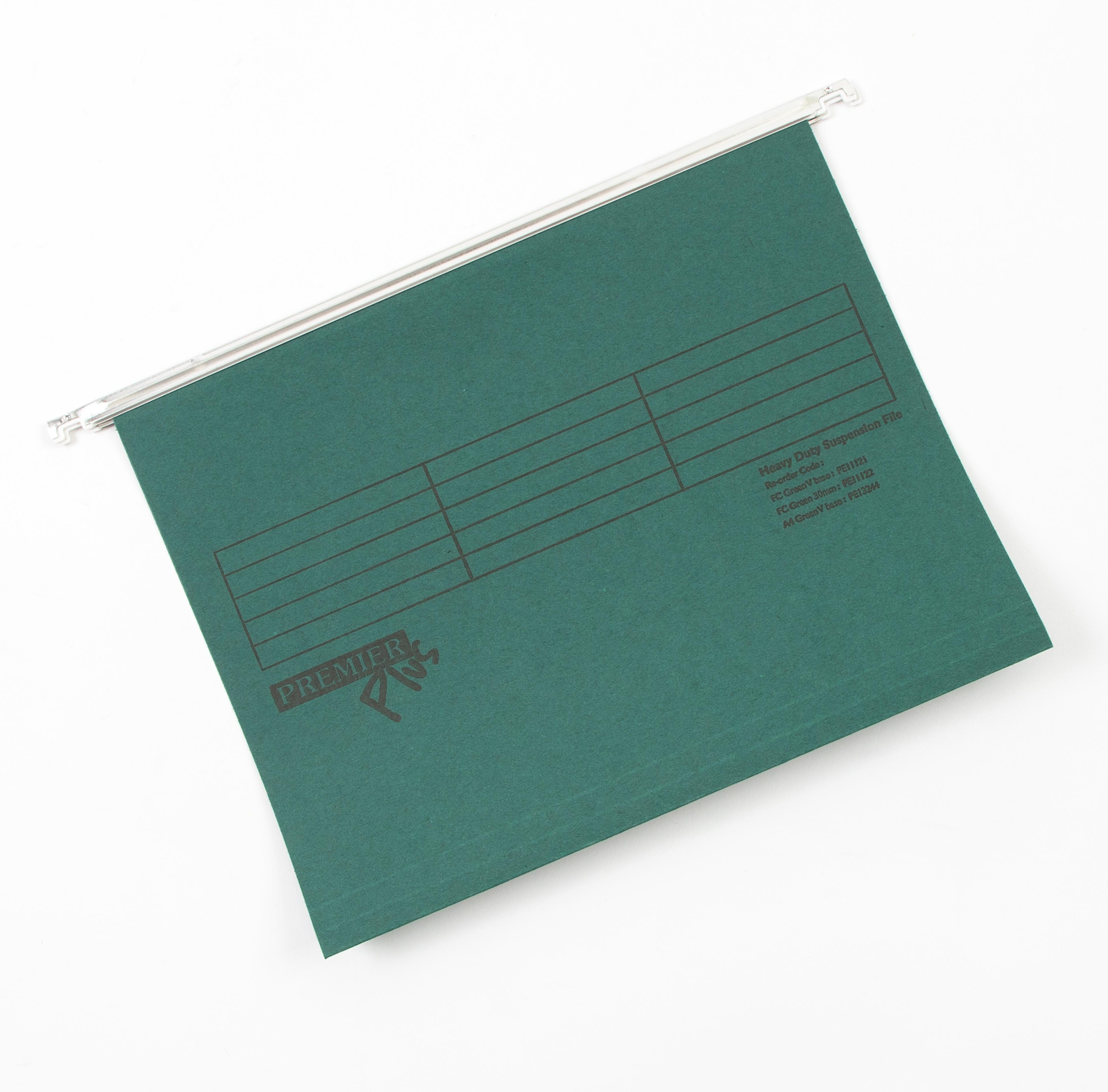 Premier Plus Suspension Files - A4 - Green - Pack of 50