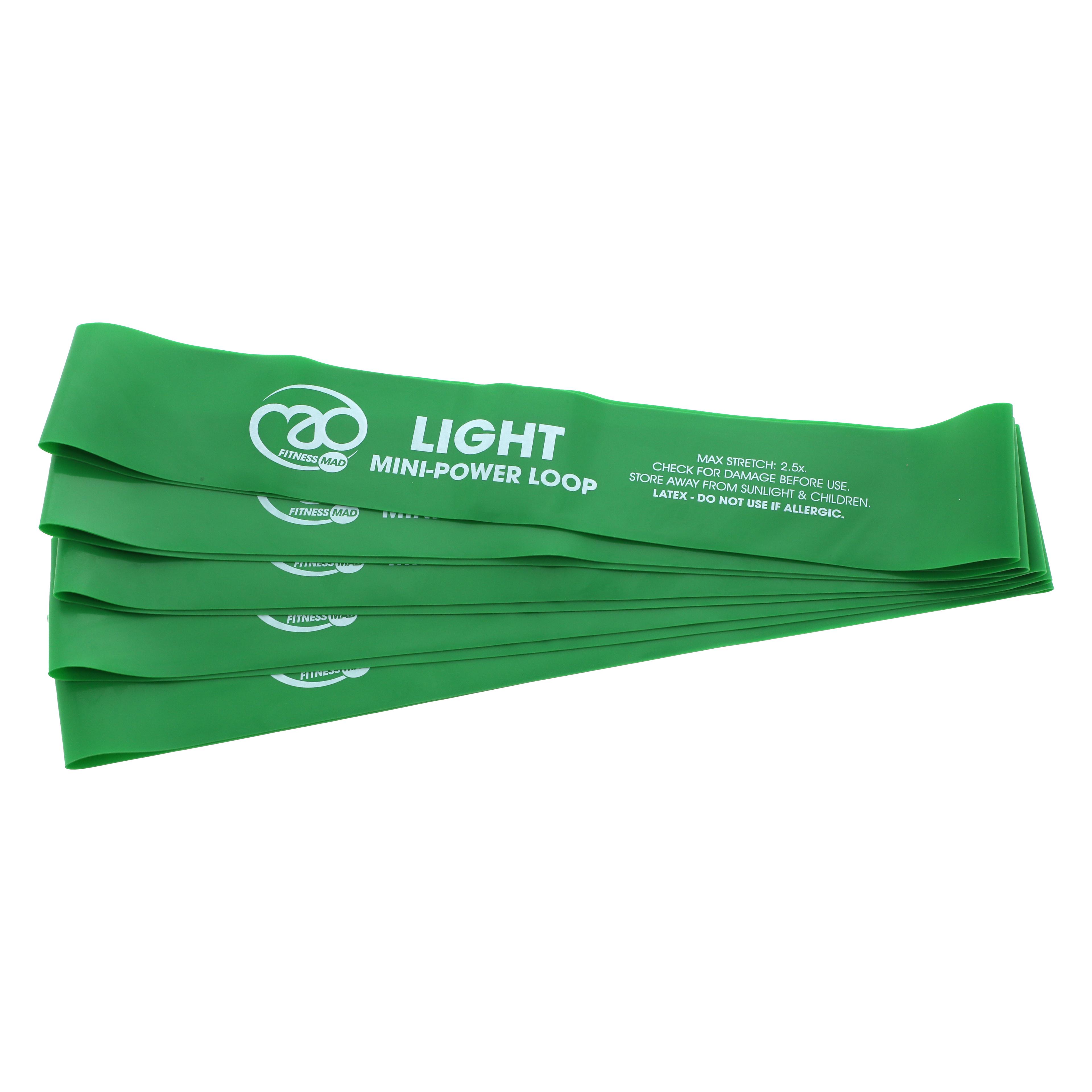 Fitness Mad Mini Power Loop - Light - Green - Pack 5