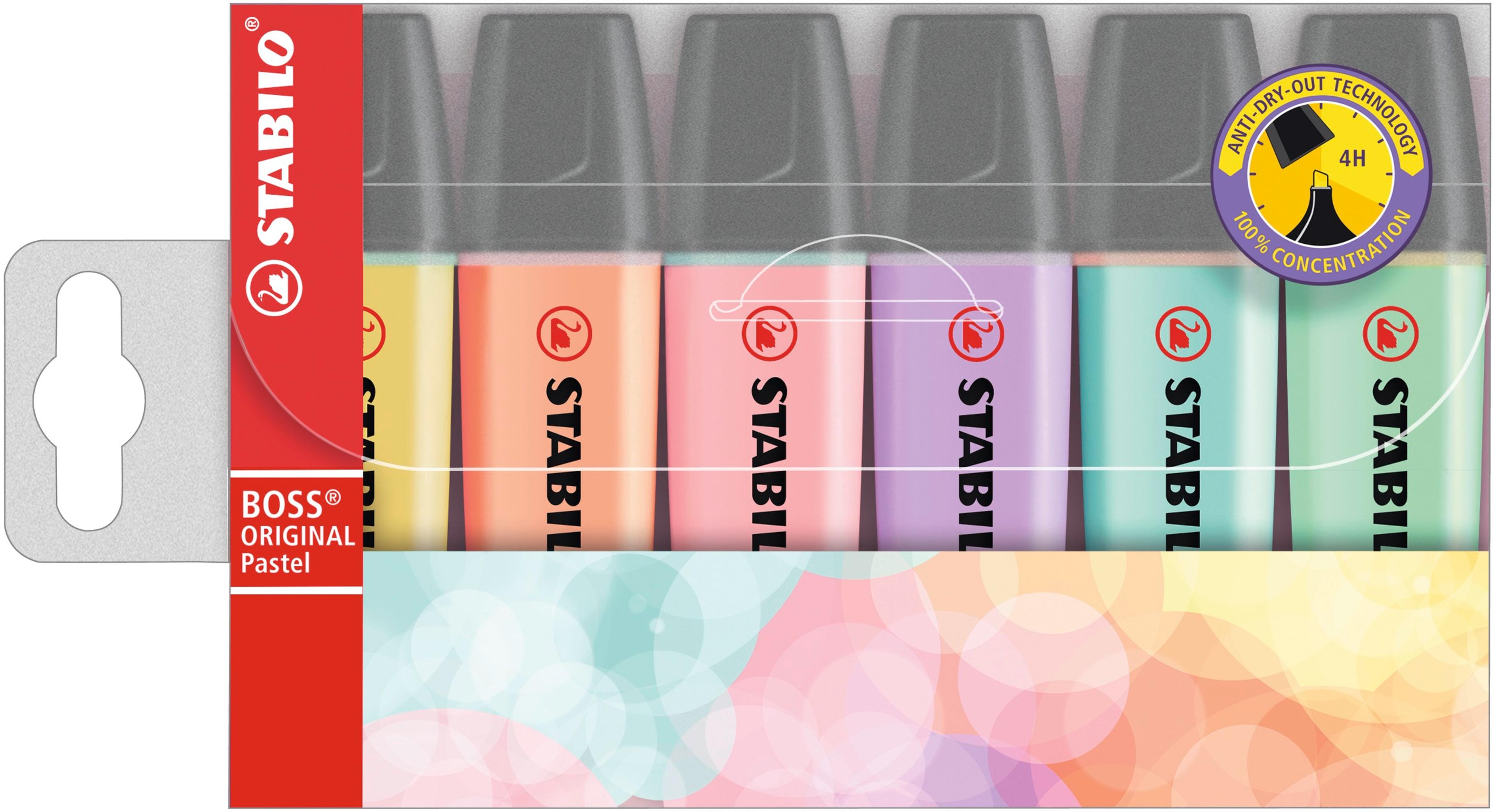 STABILO Boss Pastel Highlighters - Assorted - Pack of 6