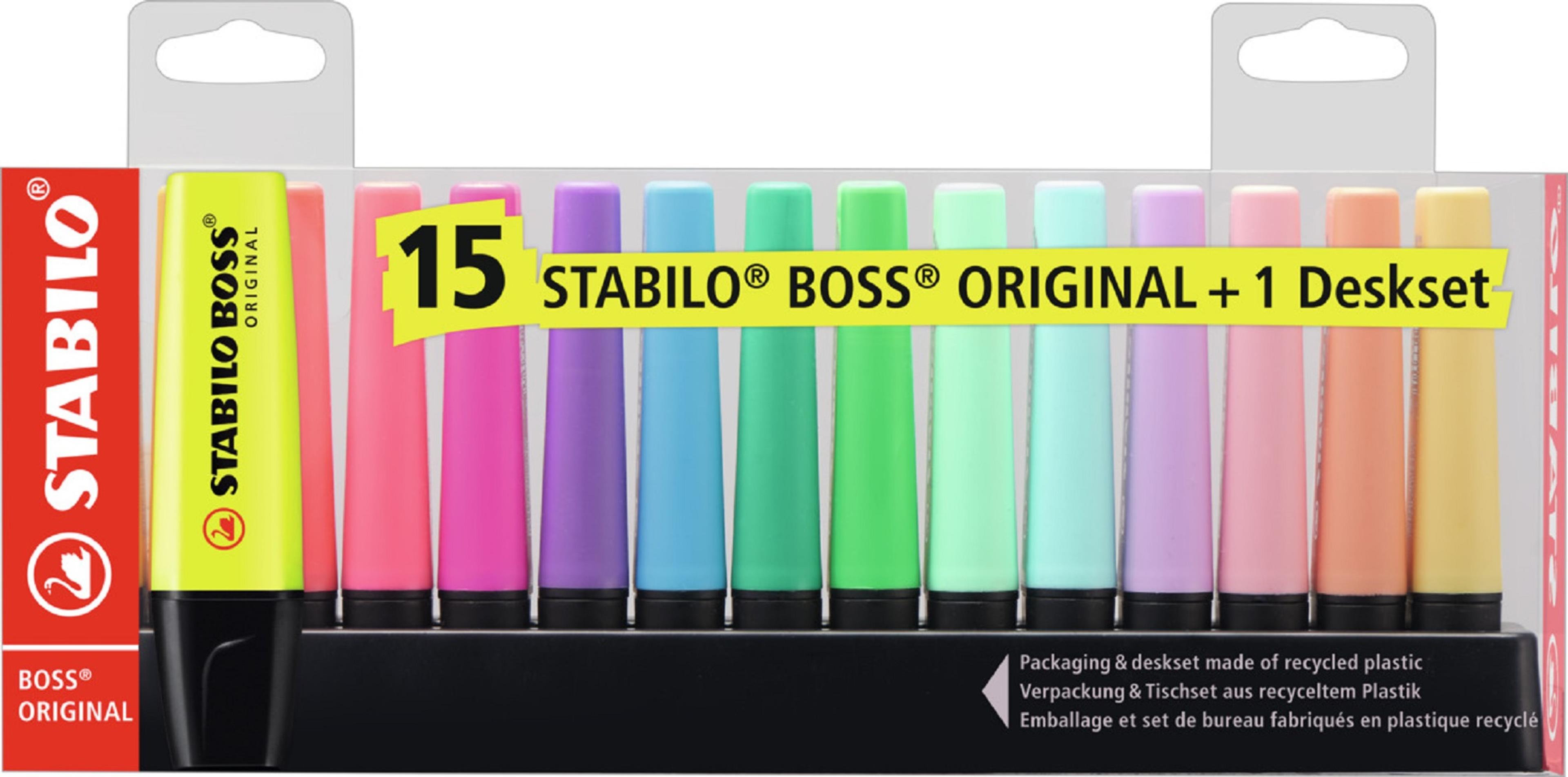 STABILO Boss Original Deskset - Assorted - Pack of 15