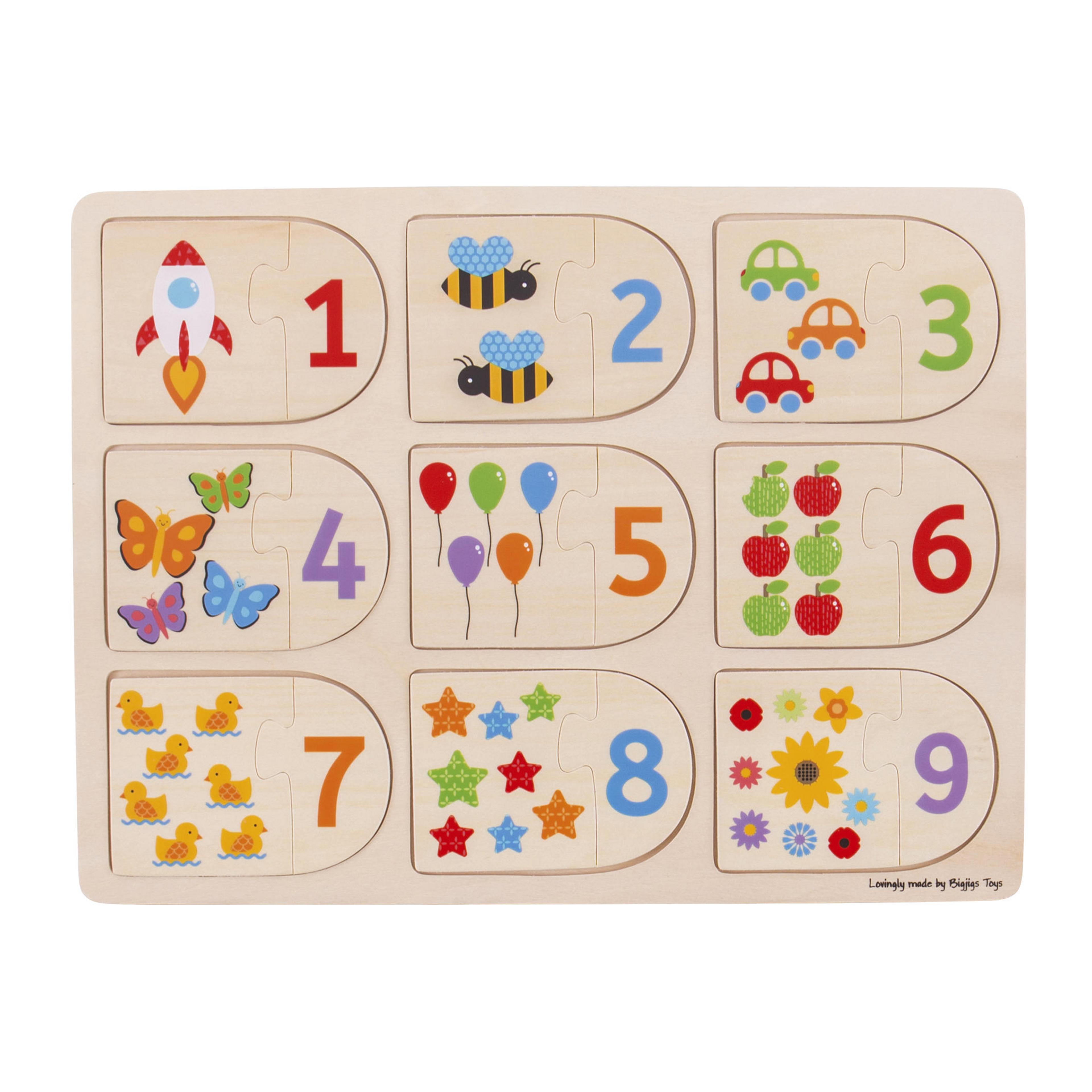 BIGJIGS Toys Picture and Number Match Puzzles