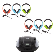 Group Listener CD Player with 6 Class Headphones from Hope Education