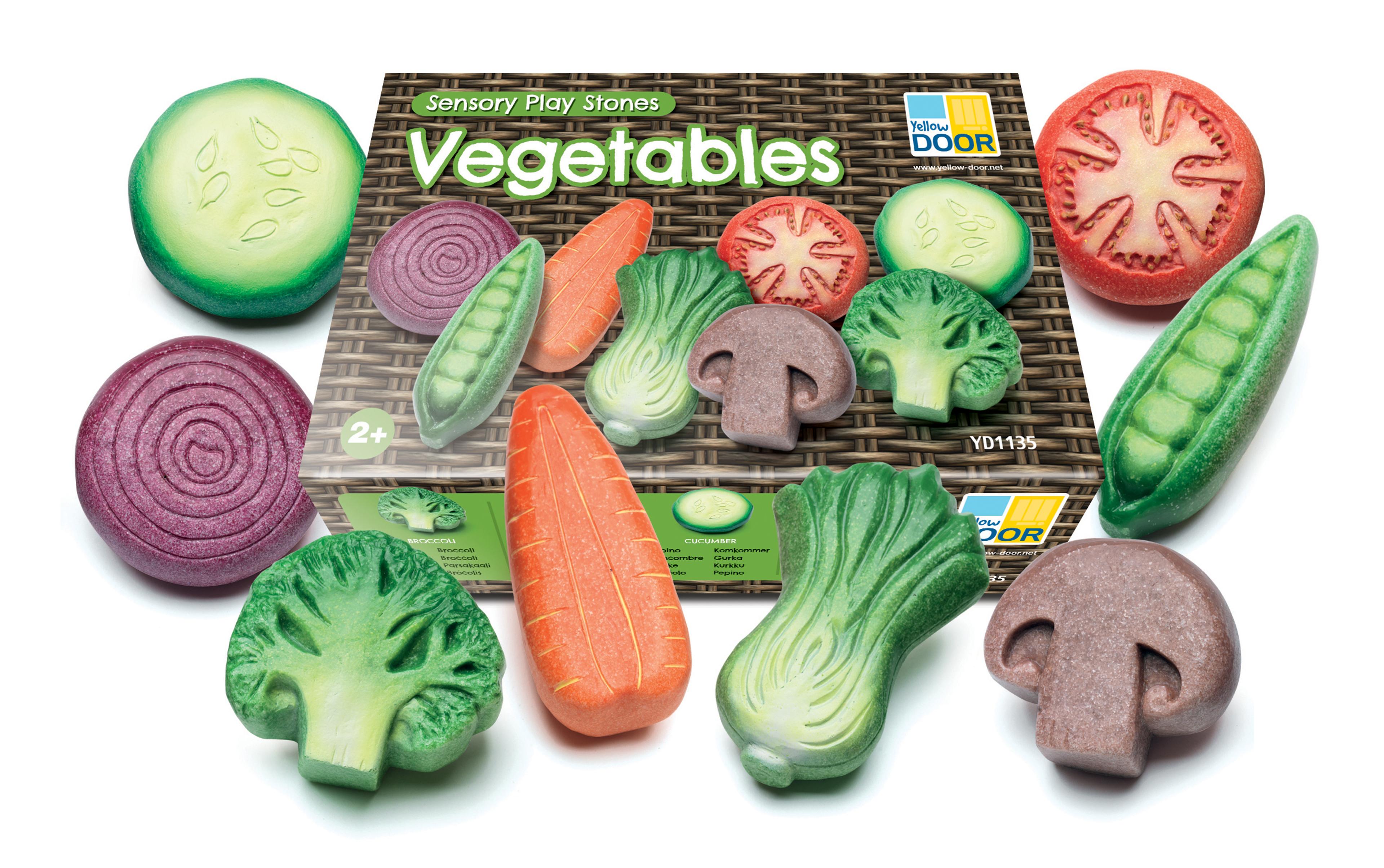 Yellow DOOR Sensory Play Stones - Vegetables - Pack of 8
