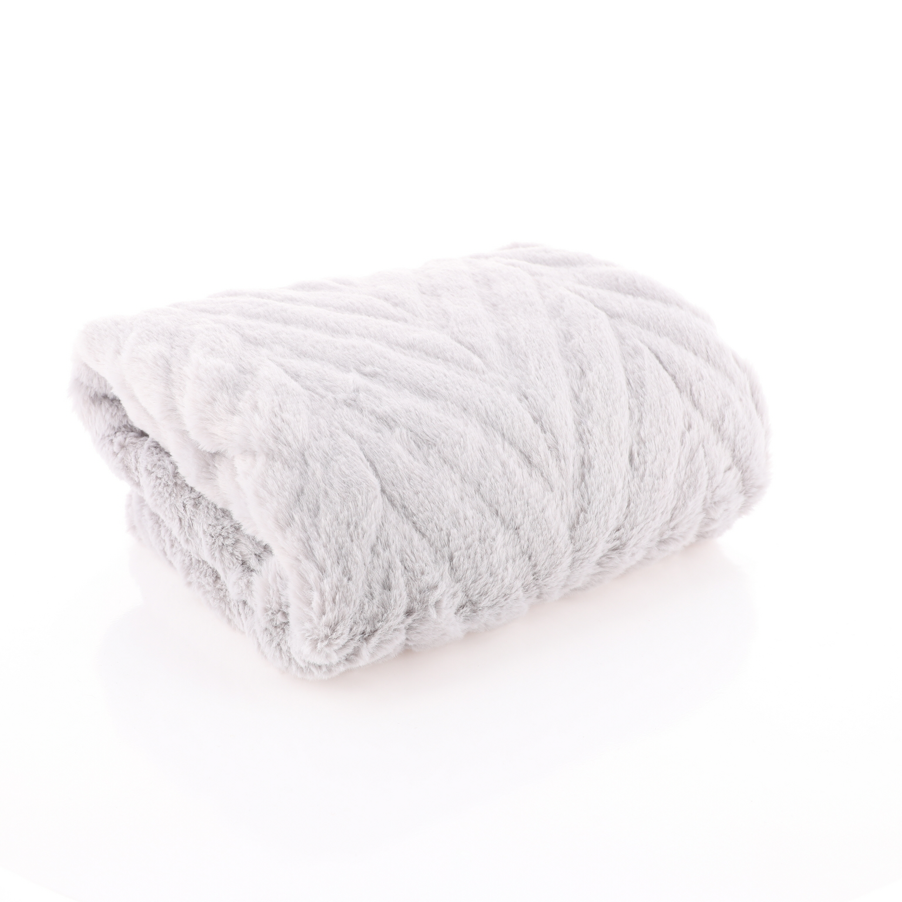 Grey Plush Blanket With Embossing