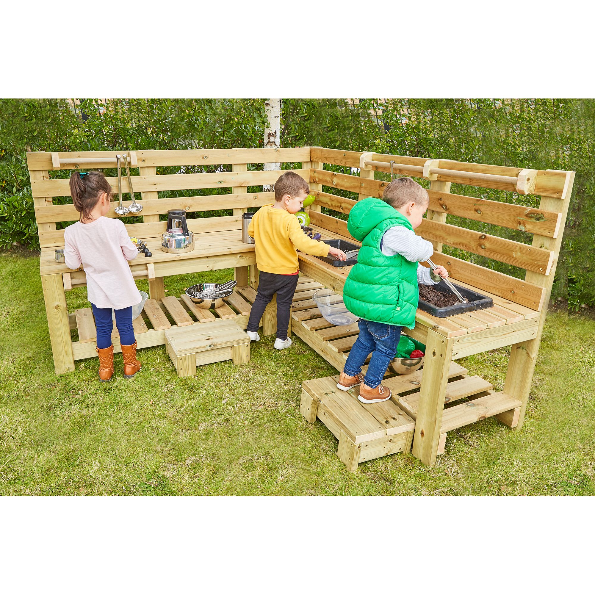 HE1827618 Outdoor L Shaped Mud Kitchen from Hope Education Findel