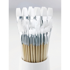 Specialist Crafts Essential Synthetic Brushes - Flat - Long Handled - Bulk Pack