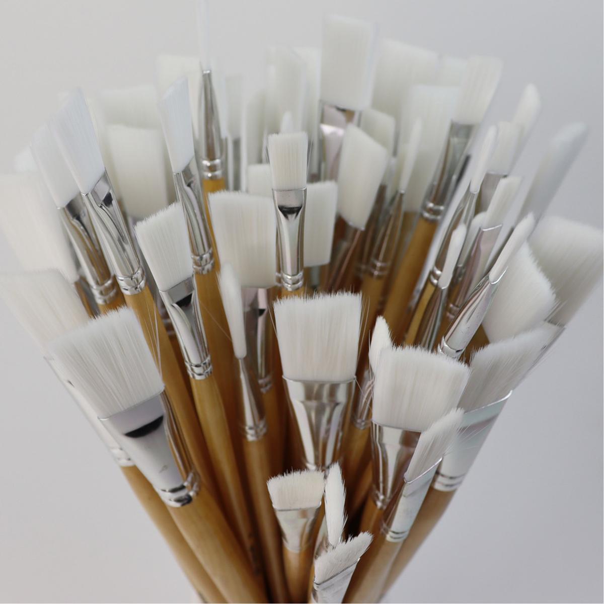 Specialist Crafts Student Flat Synthetic Long Handled Brush Bulk Pack ...